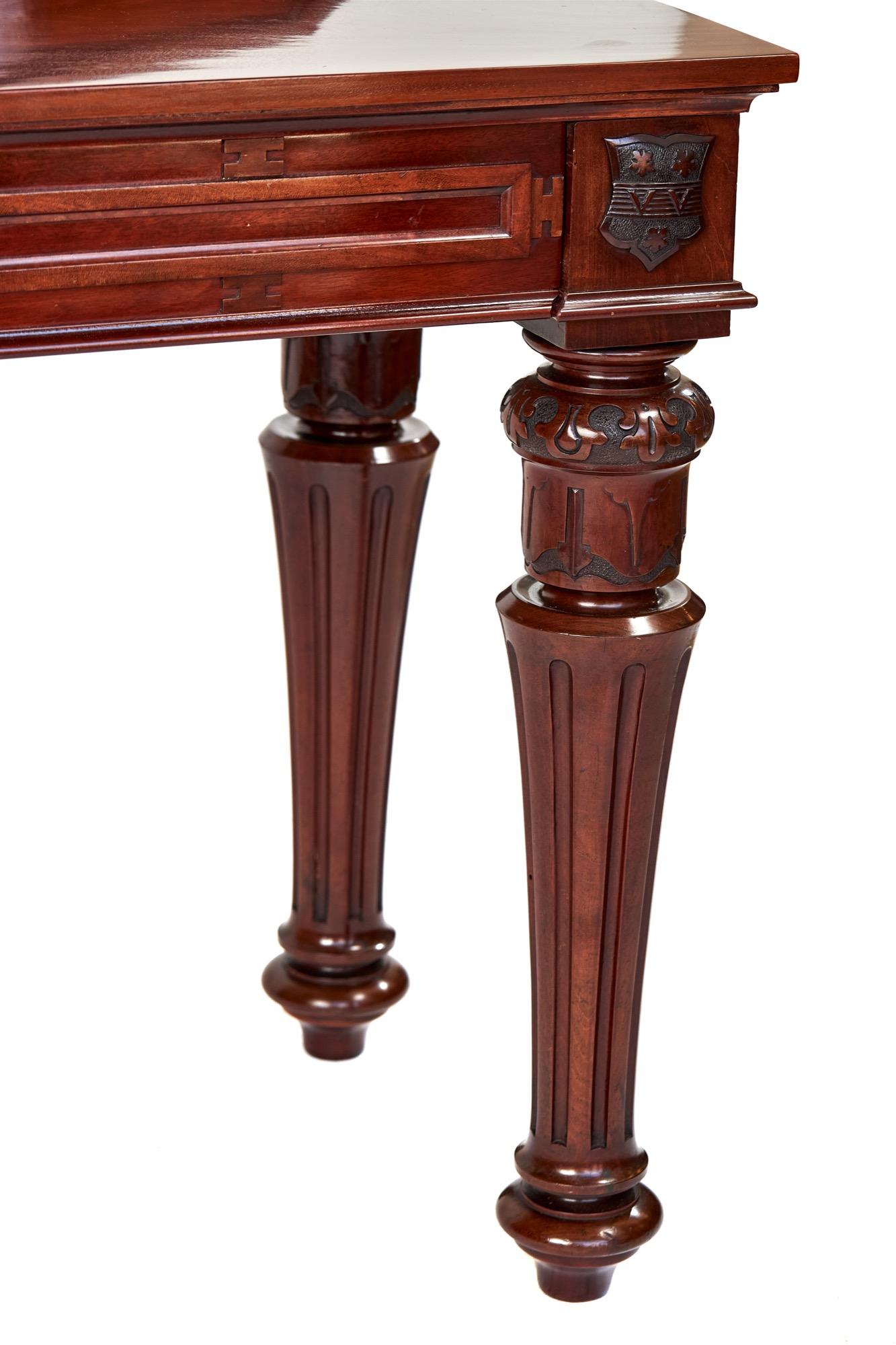 Fine Victorian Mahogany Hall /serving table with Armorial shields For Sale 3