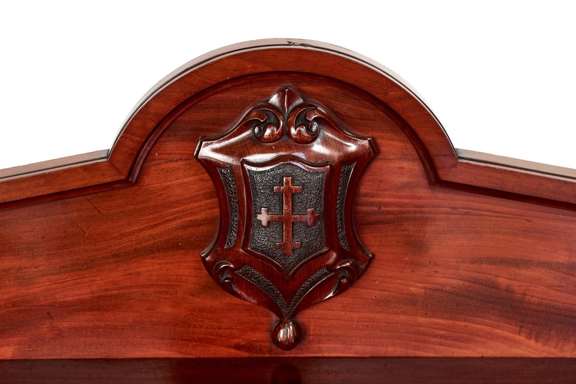 Mid-19th Century Fine Victorian Mahogany Hall /serving table with Armorial shields For Sale