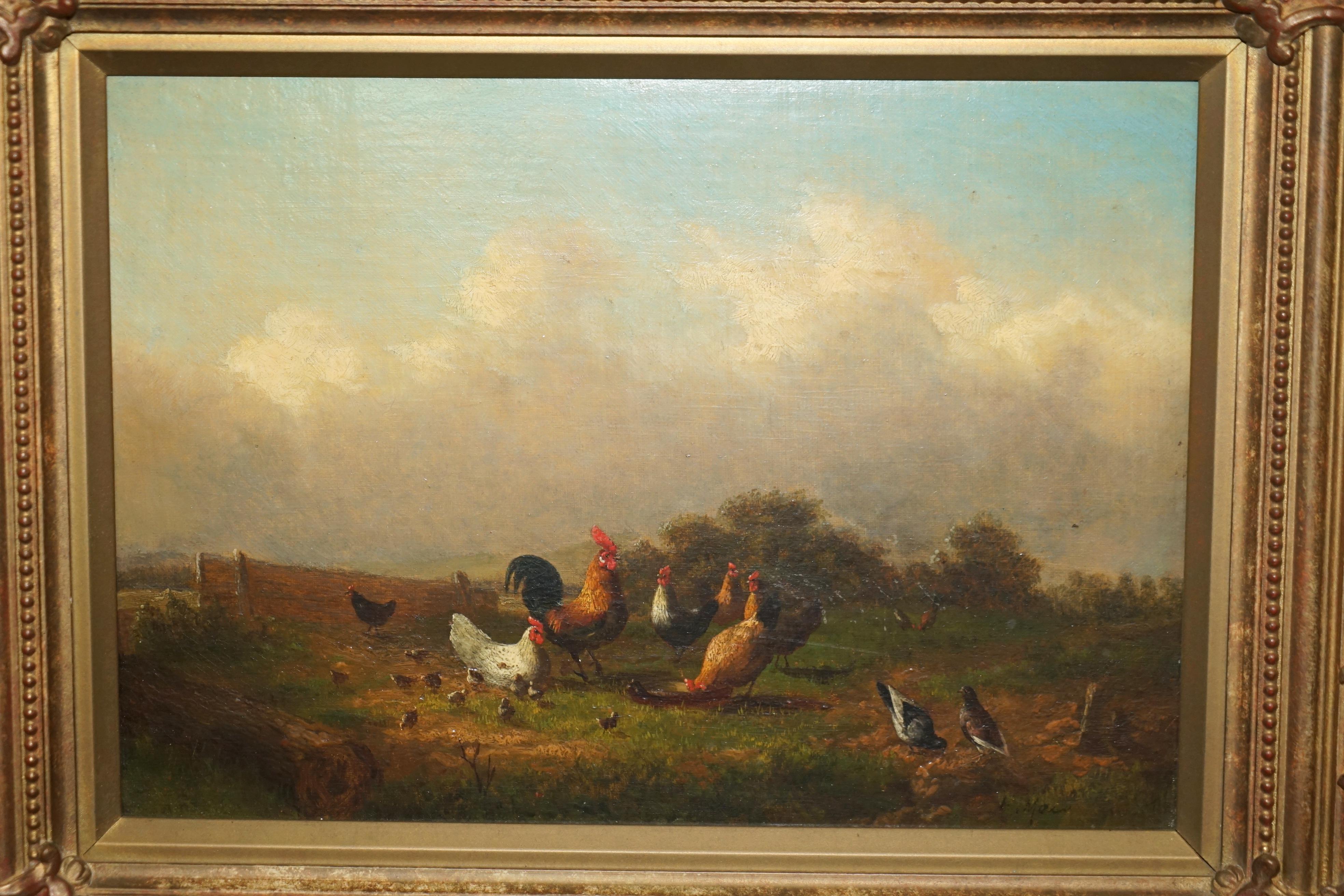 Royal House Antiques

Royal House Antiques is delighted to offer for sale this stunning original Mayer signed Victorian oil painting of Chickens, Roosters and other birds in a landscape farmland setting

This piece is exceptionally well executed,