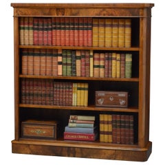 Fine Victorian Open Bookcase in Figured Walnut