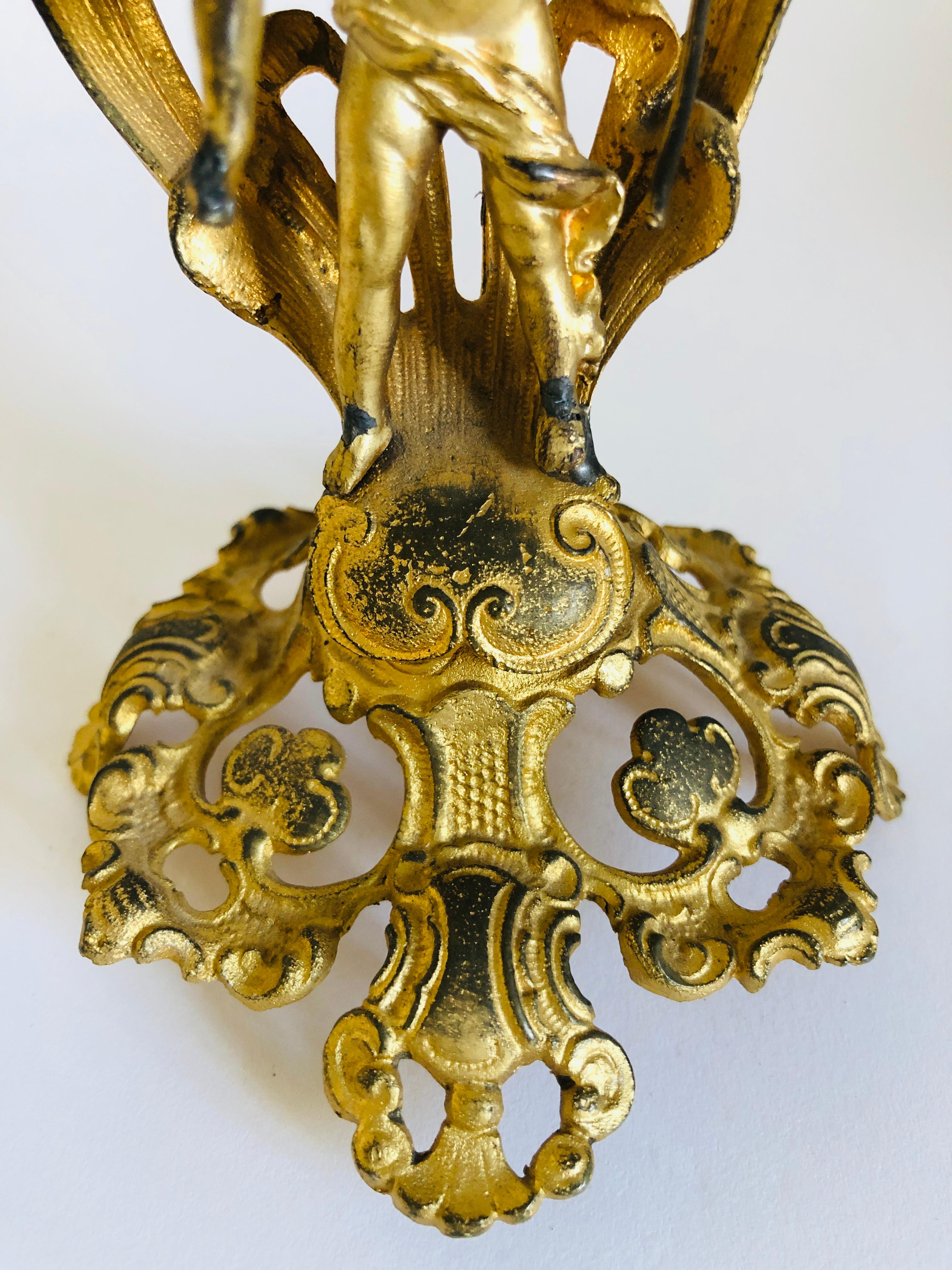 European Fine Victorian Ornate Gilded Clock Set