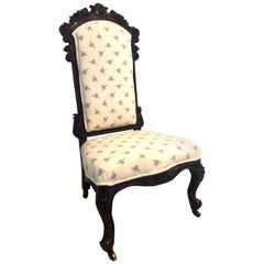 Belle chaise victorienne ancienne en bois de rose pour femmes