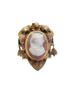 Fine Victorian Sardonyx Cameo Set in 10k Yellow Gold Frame, U.K, circa 1900
