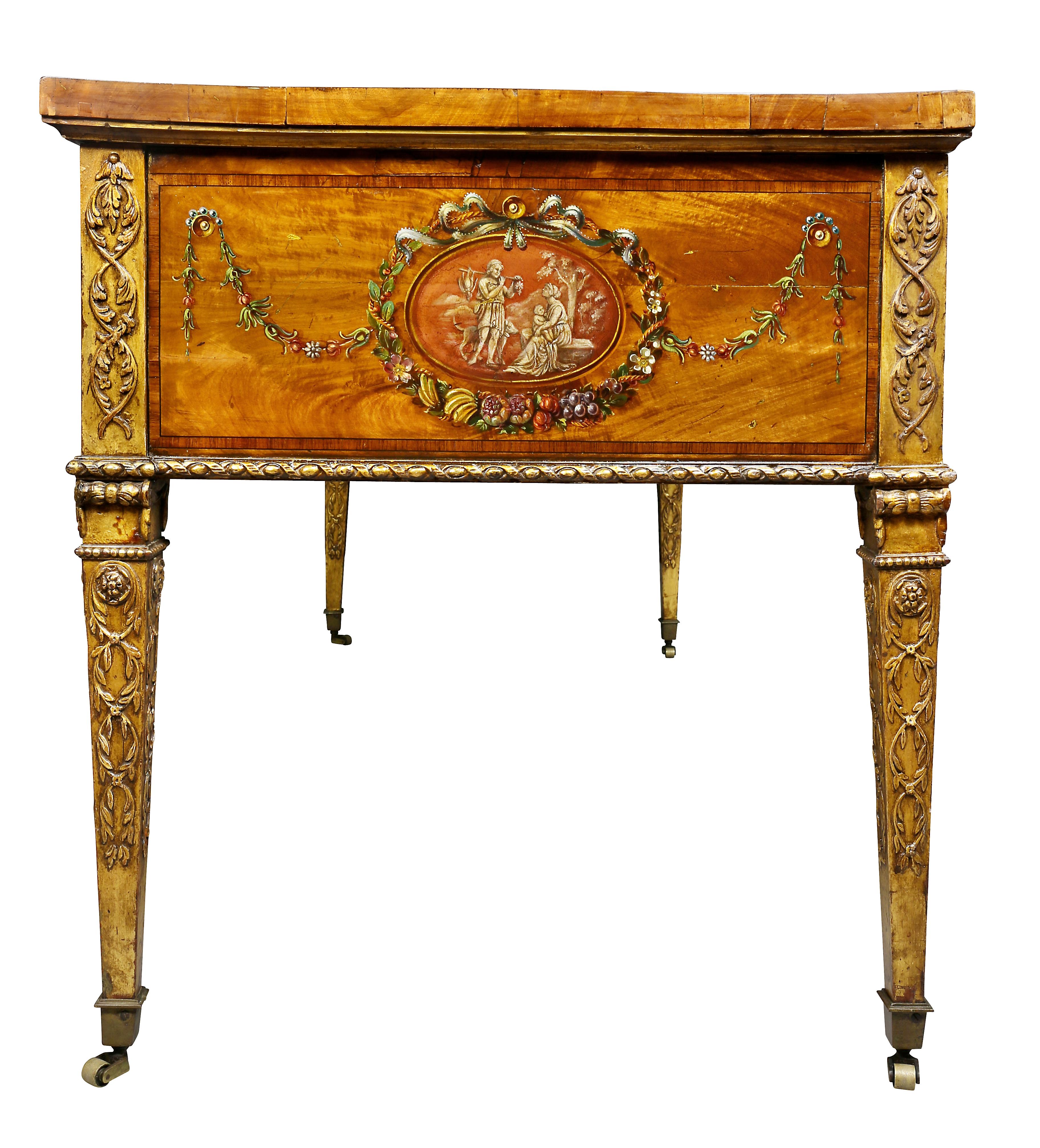 Fine Victorian Satinwood and Painted Writing Table 6