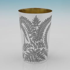 Fine Victorian Sterling Silver Beaker Engraved with Ferns by Barnard Bros., 1874