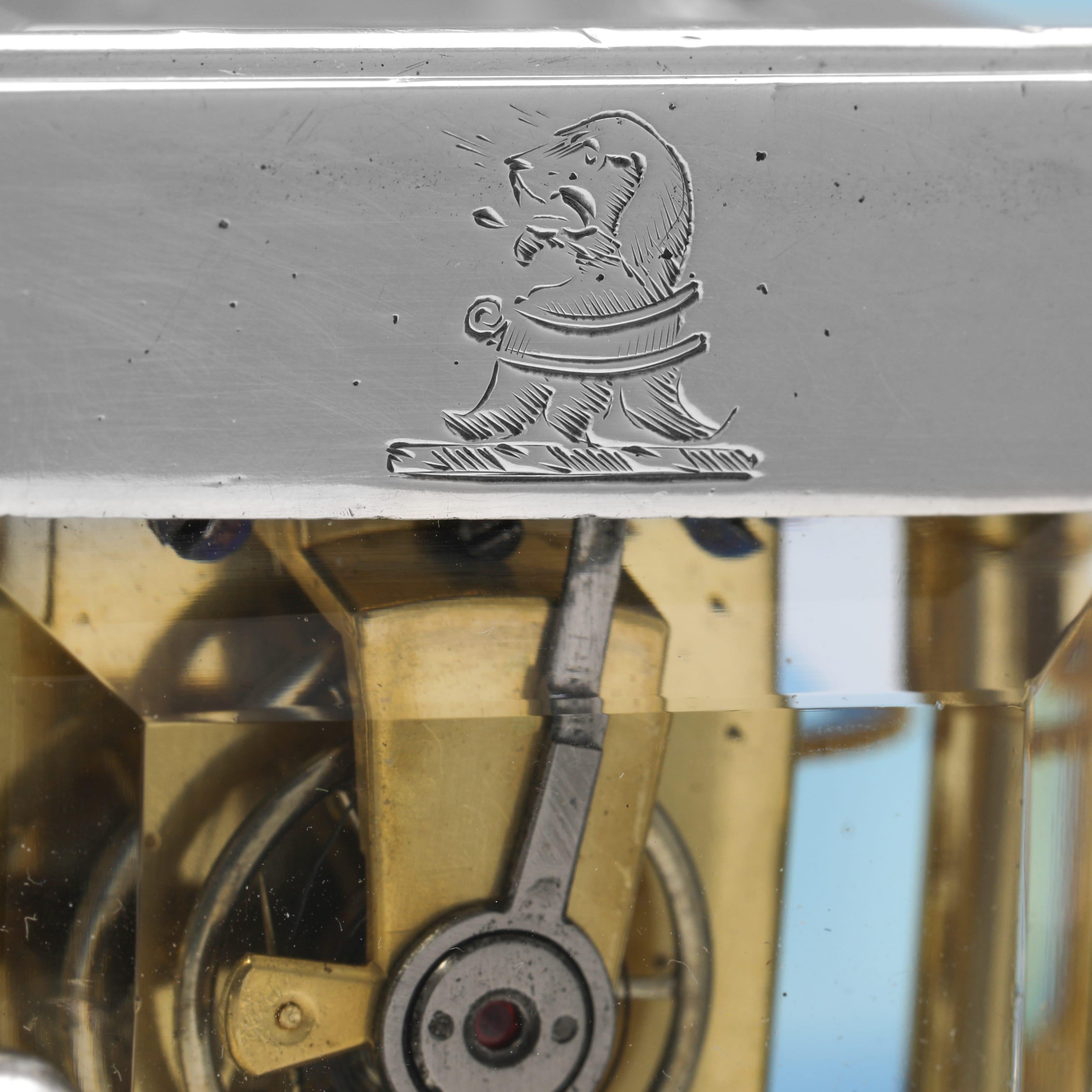 Feine viktorianische Kutschenuhr aus Sterlingsilber von G. Betjemanns & Sons, 1890 im Zustand „Gut“ im Angebot in London, London