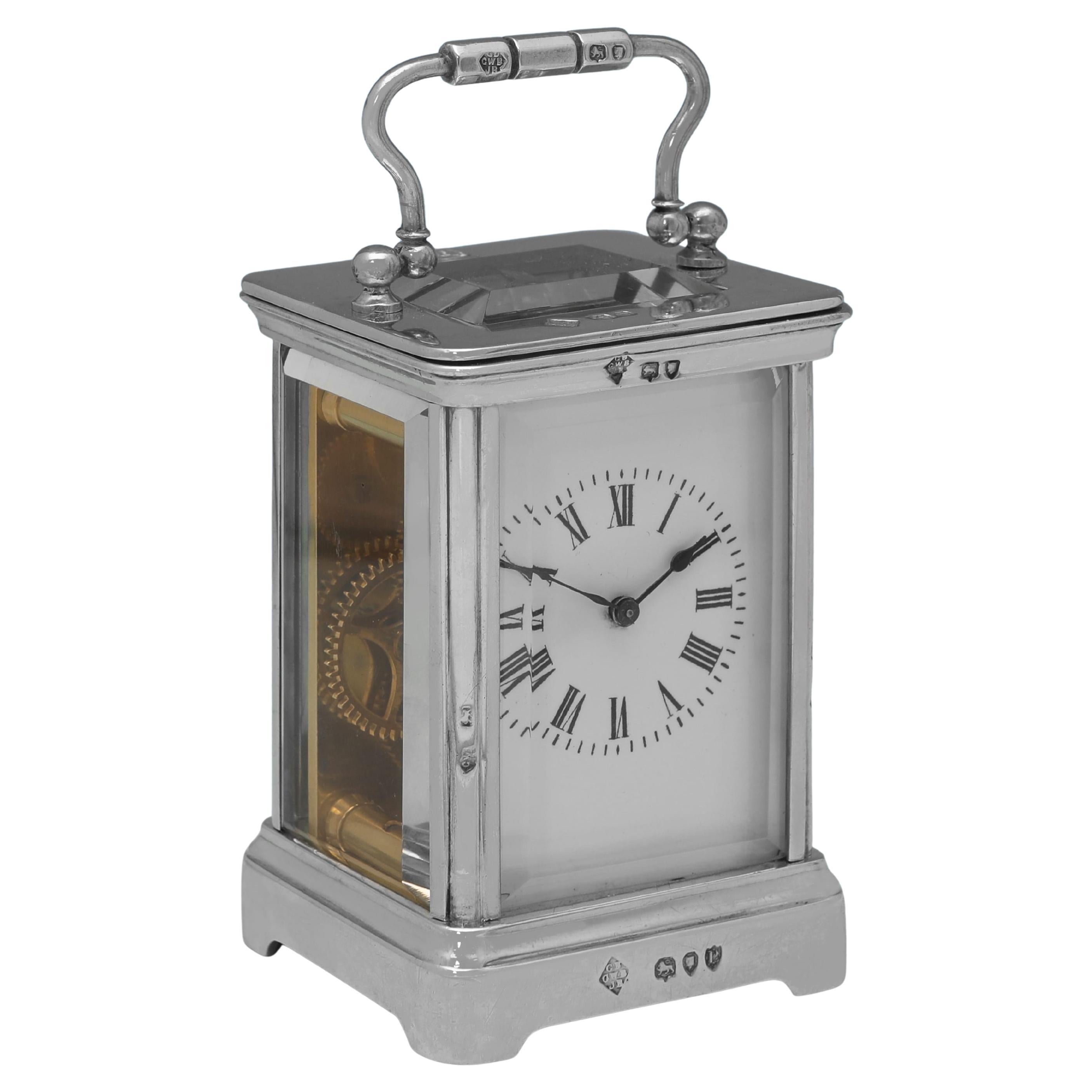 Fine Victorian Sterling Silver Carriage Clock by G. Betjemann
Sons, 1890