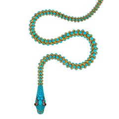 Fine Victorian Turquoise Snake Necklace