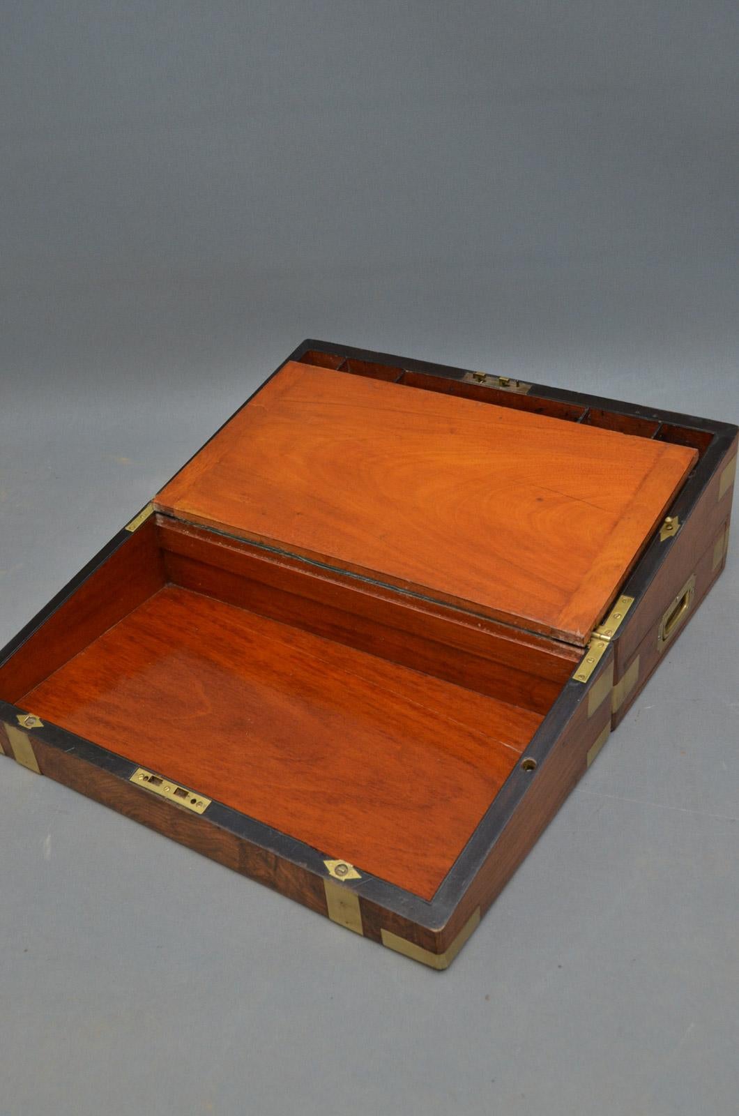 Fine Victorian Walnut and Brass Writing Slope 1