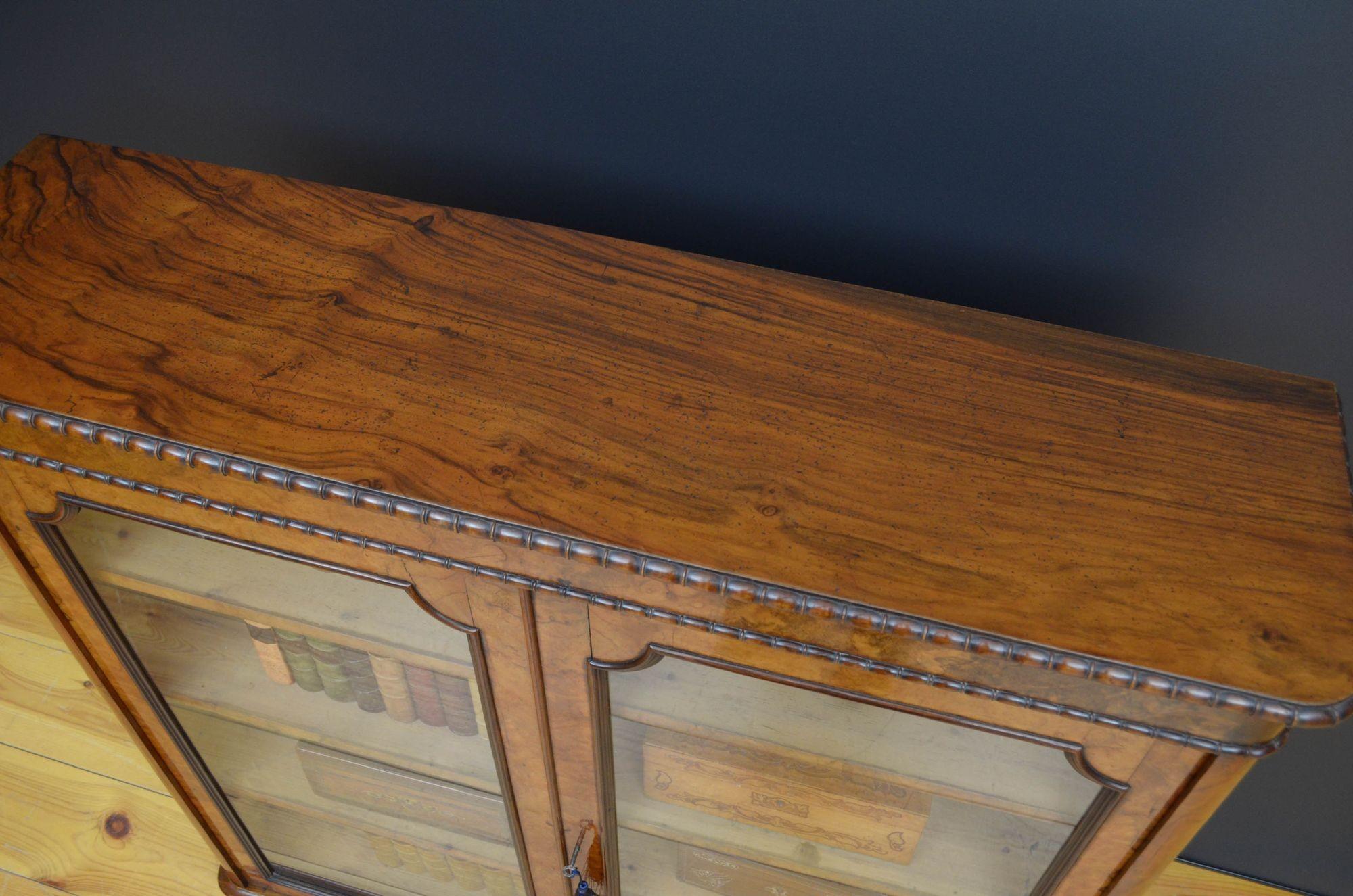 19th Century Fine Victorian Walnut Glazed Bookcase