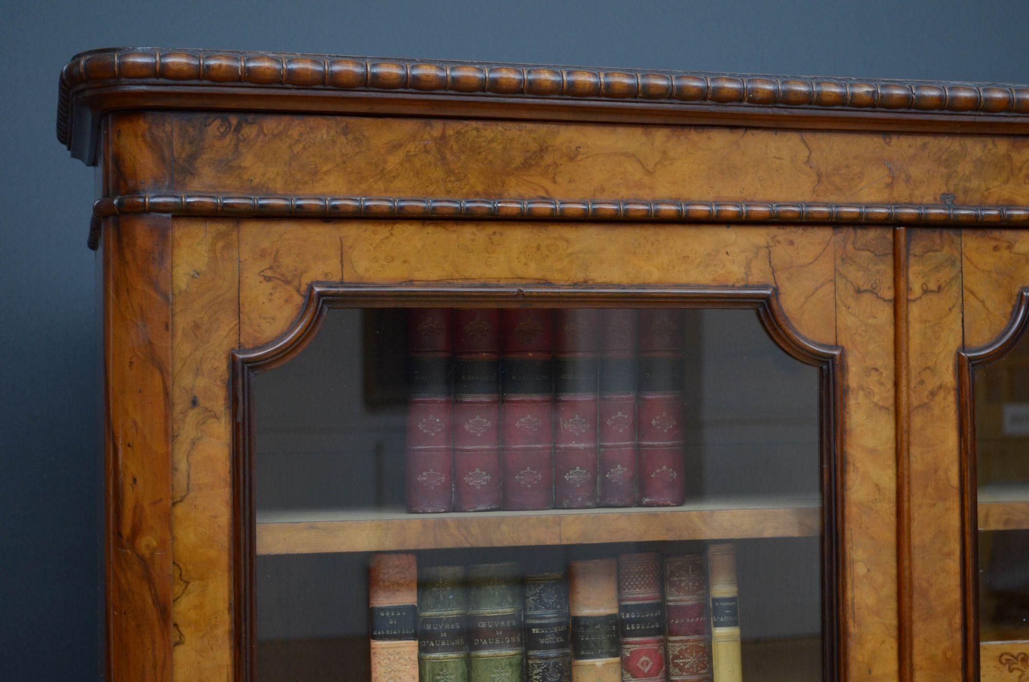 Fine Victorian Walnut Glazed Bookcase 2