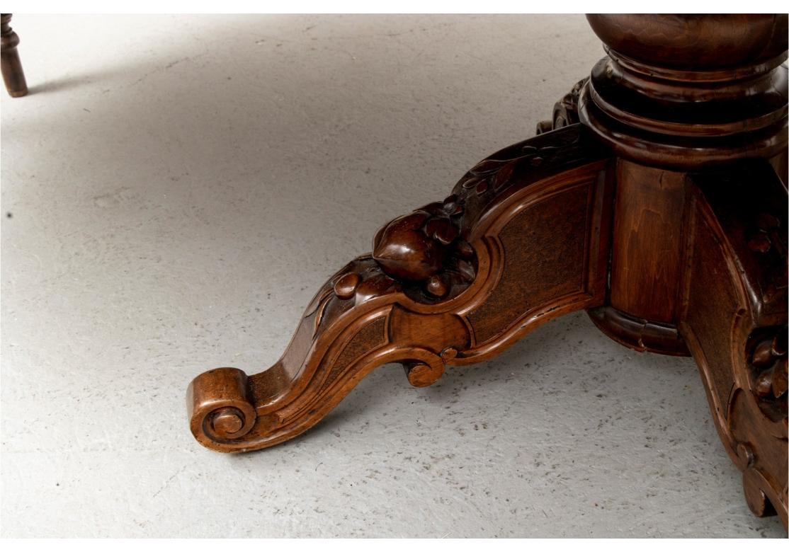 Fine Victorian Walnut Single Pedestal Dining Extension Table for Restoration For Sale 8