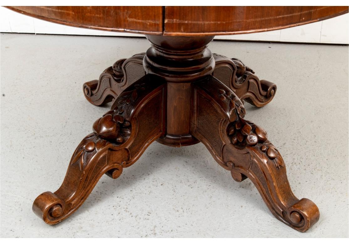 Fine Victorian Walnut Single Pedestal Dining Extension Table for Restoration For Sale 12