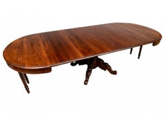 Fine Victorian Walnut Single Pedestal Dining Extension Table