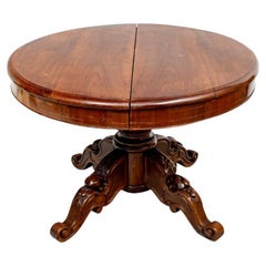 Fine Victorian Walnut Single Pedestal Dining Extension Table for Restoration