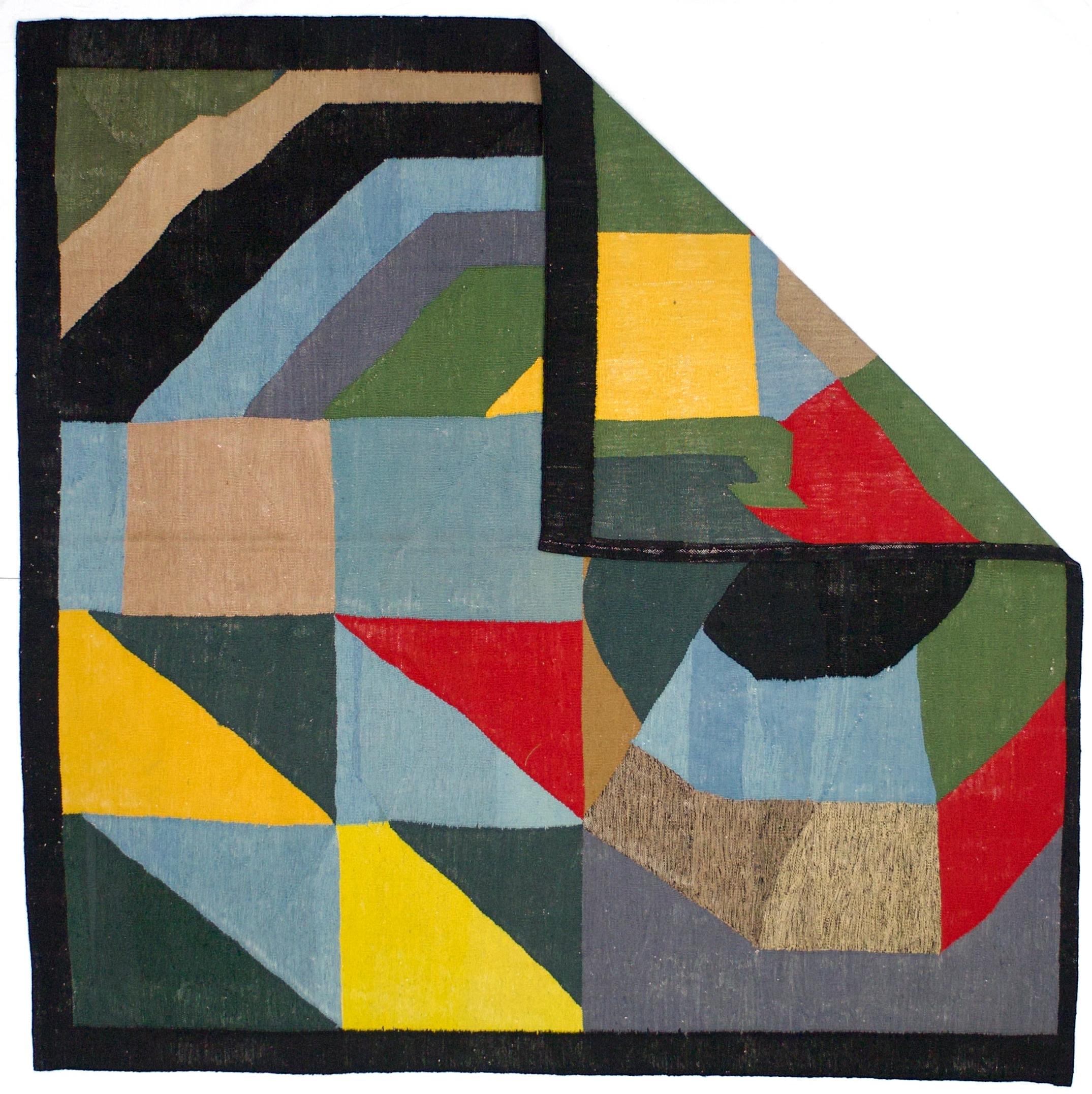 Tapis en laine Fine Vintage After Sonia Delaunay Design 6'2