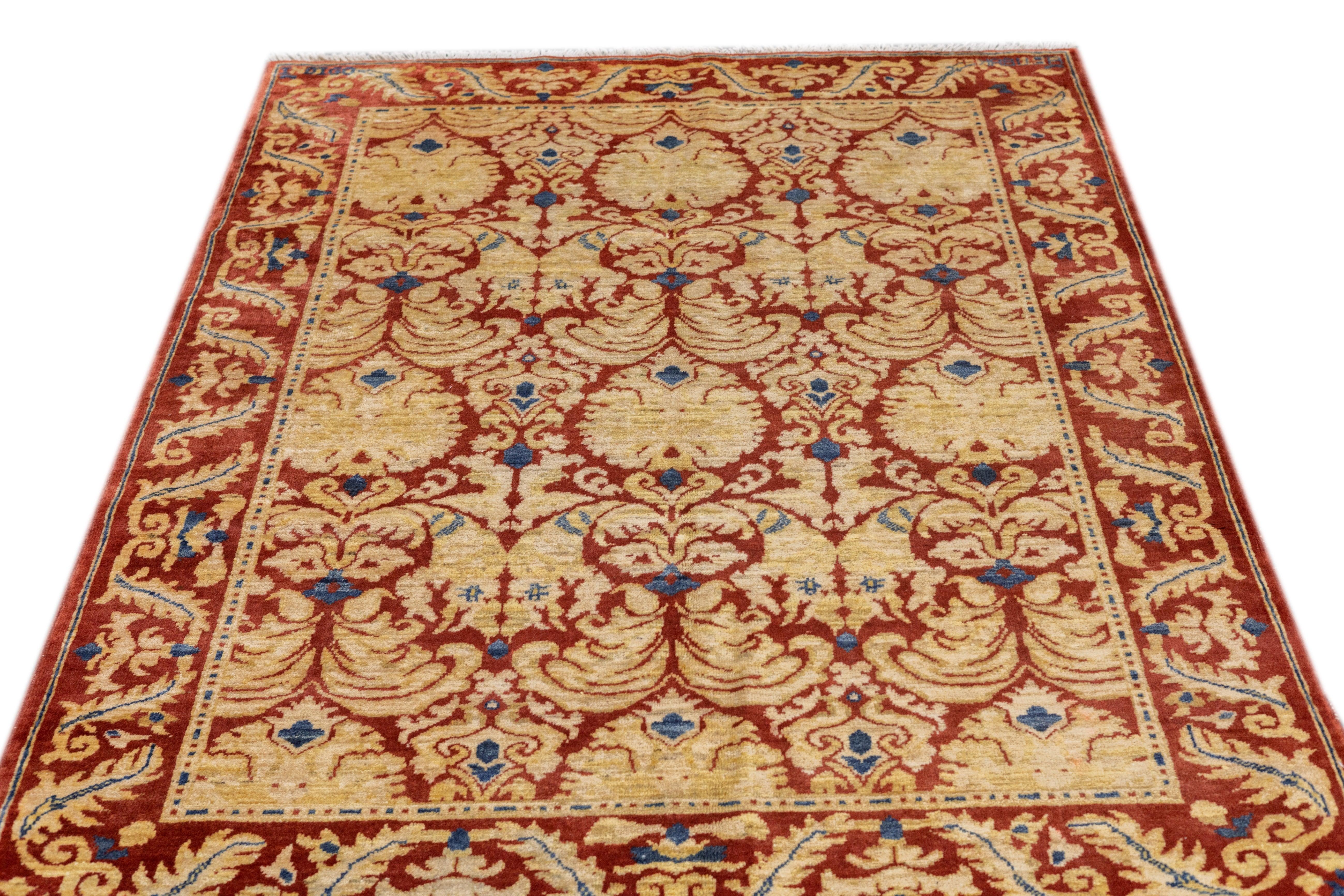 Fine Vintage Art & Craft Design Wool Rug 4'11'' x 6'6'' For Sale 1