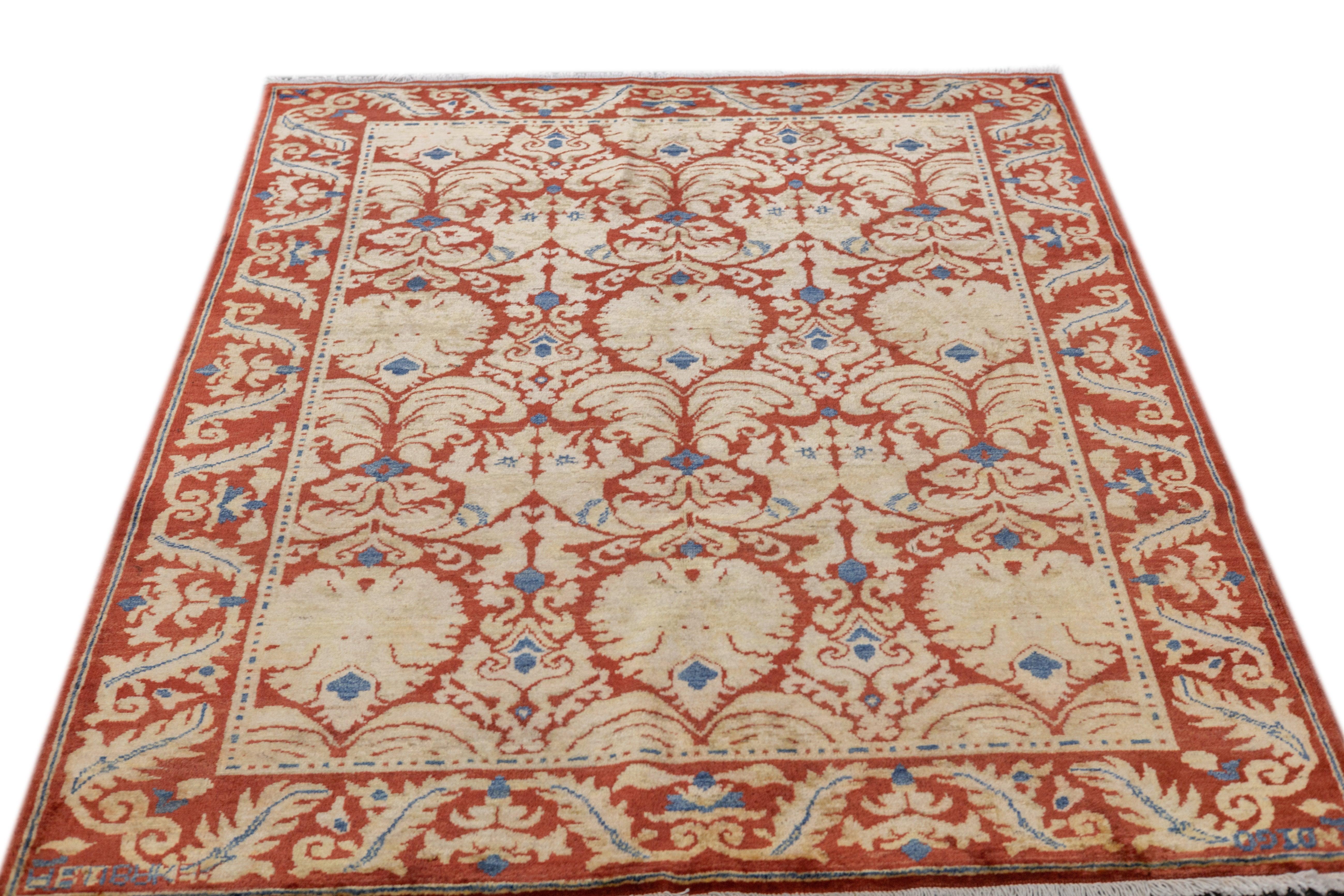 Fine Vintage Art & Craft Design Wool Rug 4'11'' x 6'6'' For Sale 2