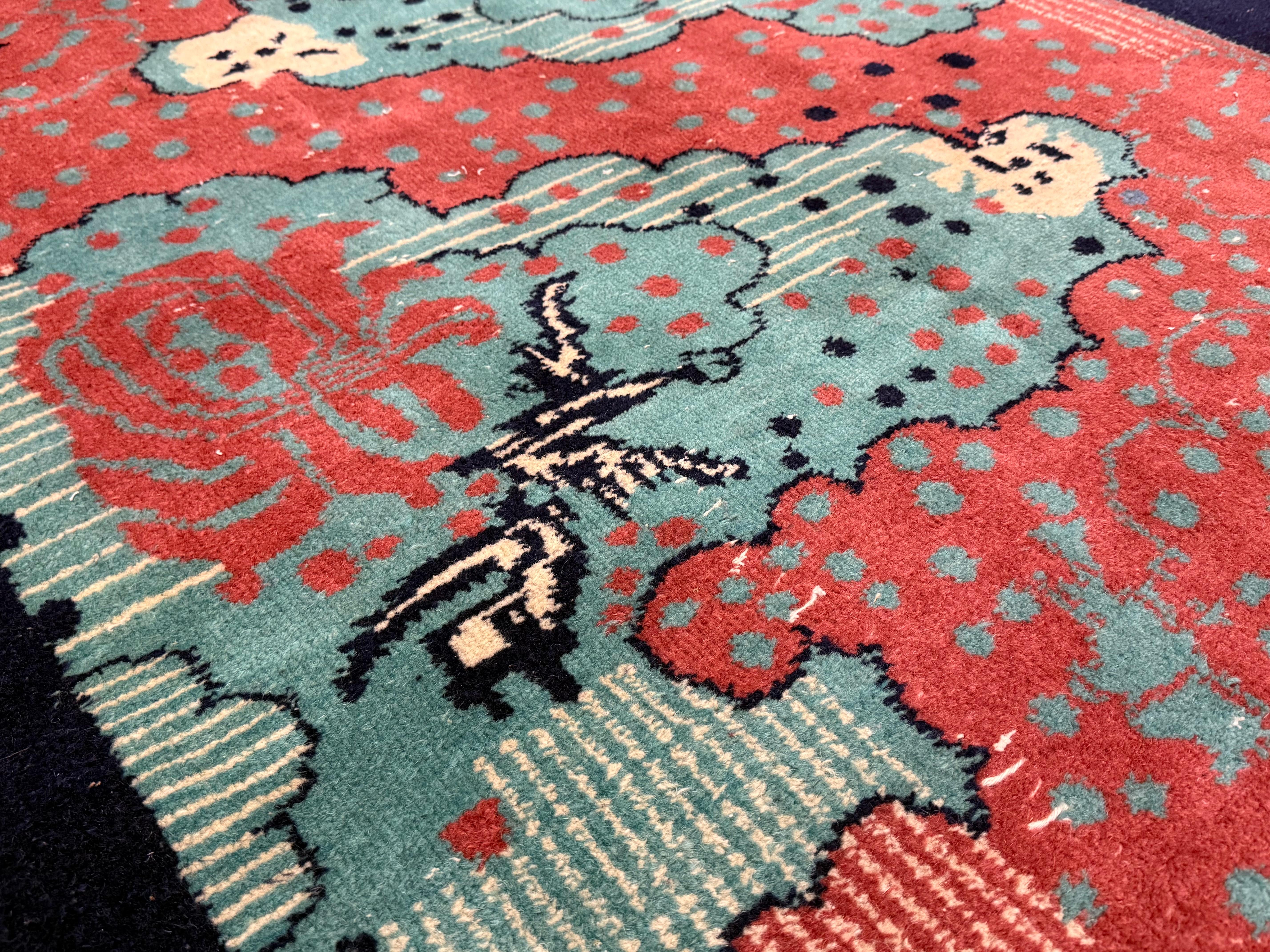 Feiner Vintage Art Deco Teppich 4'0