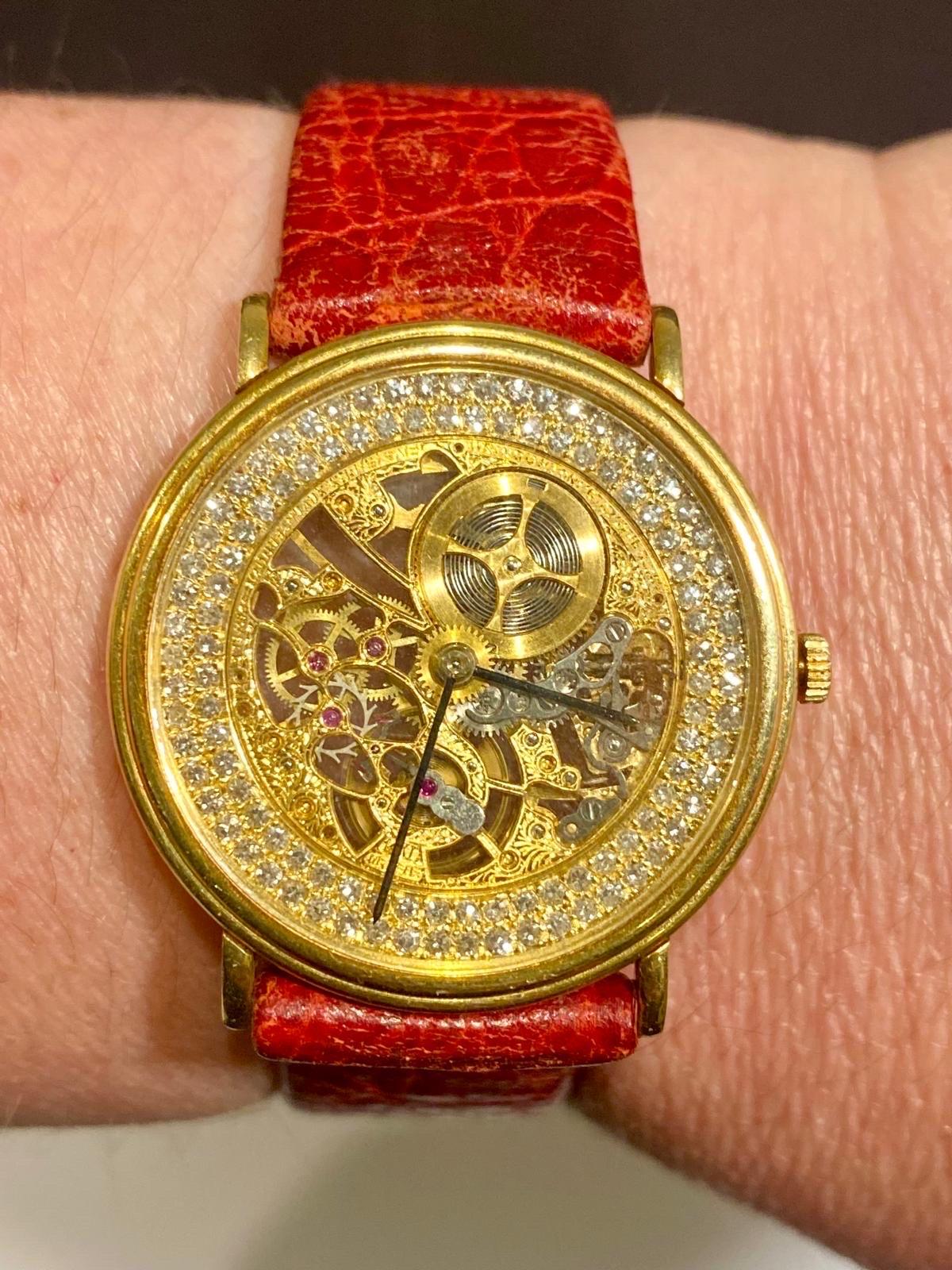Fine Vintage Audemars Piguet 'Skeletonized' 18k gold & Diamond wristwatch For Sale 12