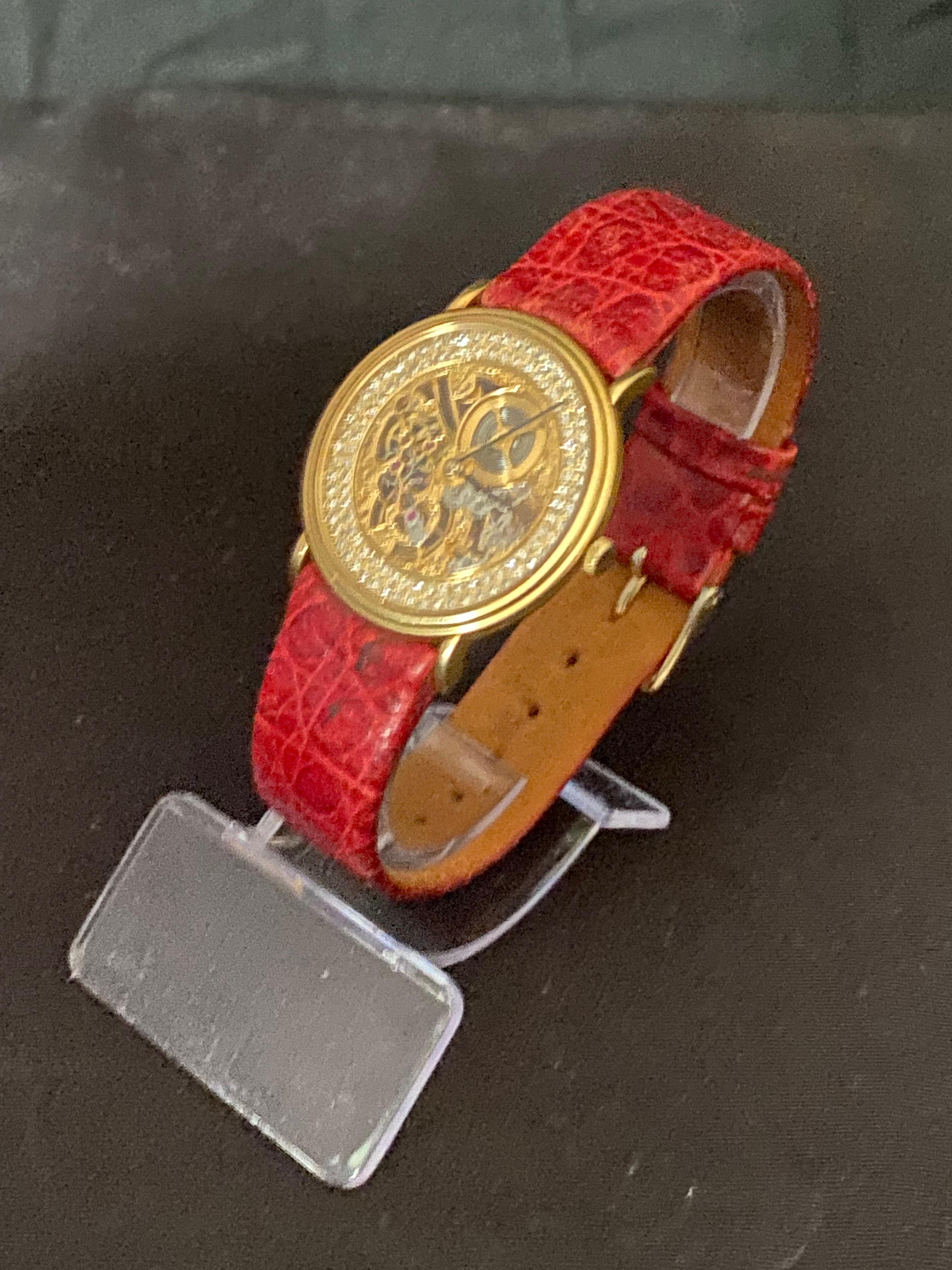 Fine Vintage Audemars Piguet 'Skeletonized' 18k gold & Diamond wristwatch For Sale 2