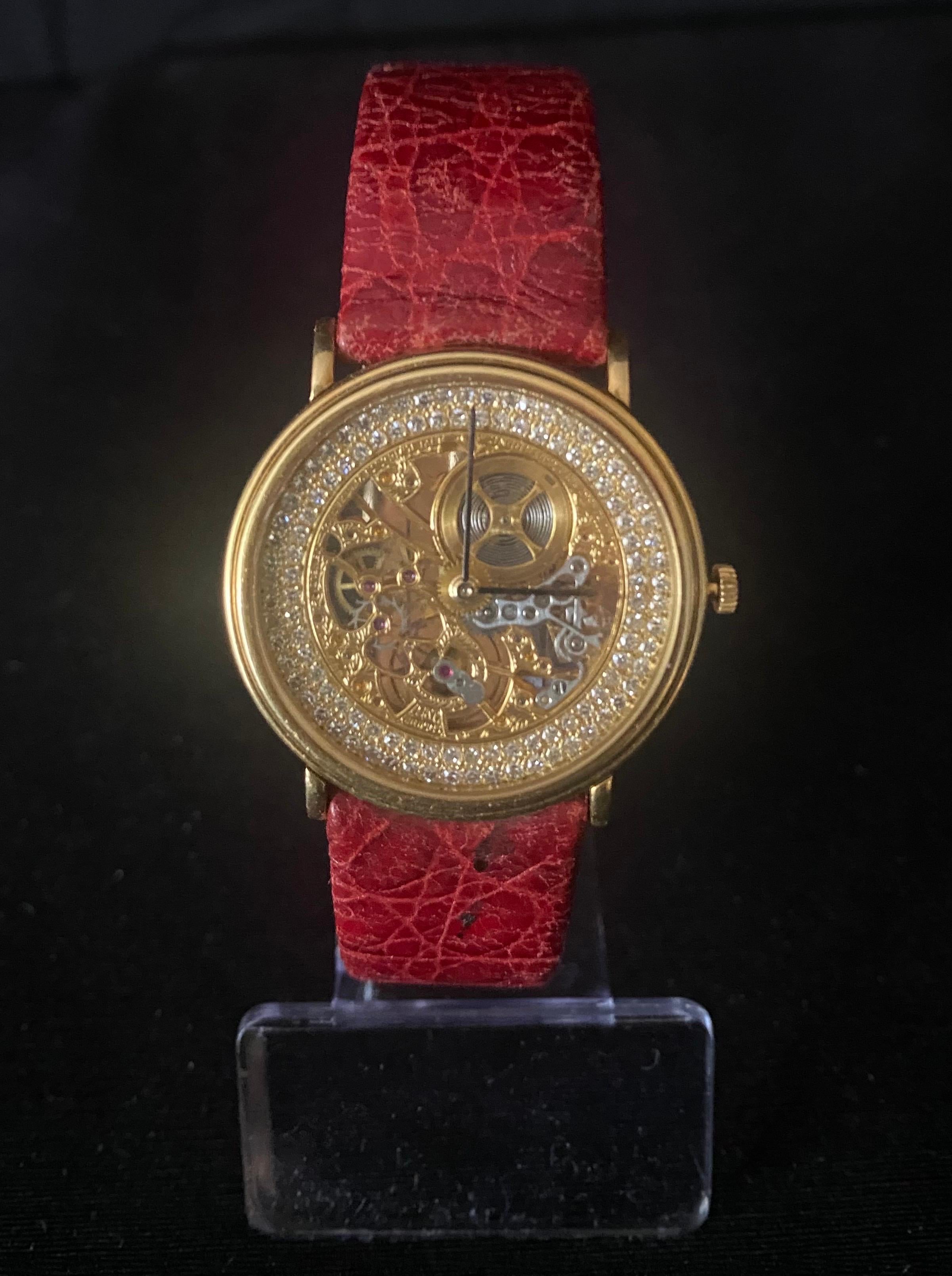 Fine Vintage Audemars Piguet 'Skeletonized' 18k gold & Diamond wristwatch For Sale 3