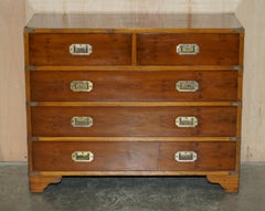 Fine Vintage Burr Yew Wood Military Campaign Chest of Drawers Lovely Patina