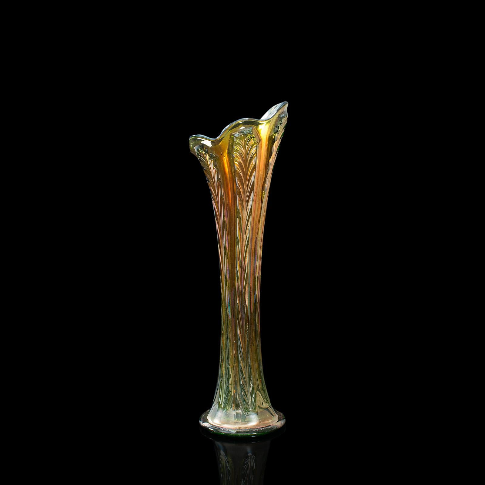 Fine Vintage Carnival Vase, English, Glass, Decorative, Flower, Lustre, C. 1930 In Good Condition In Hele, Devon, GB