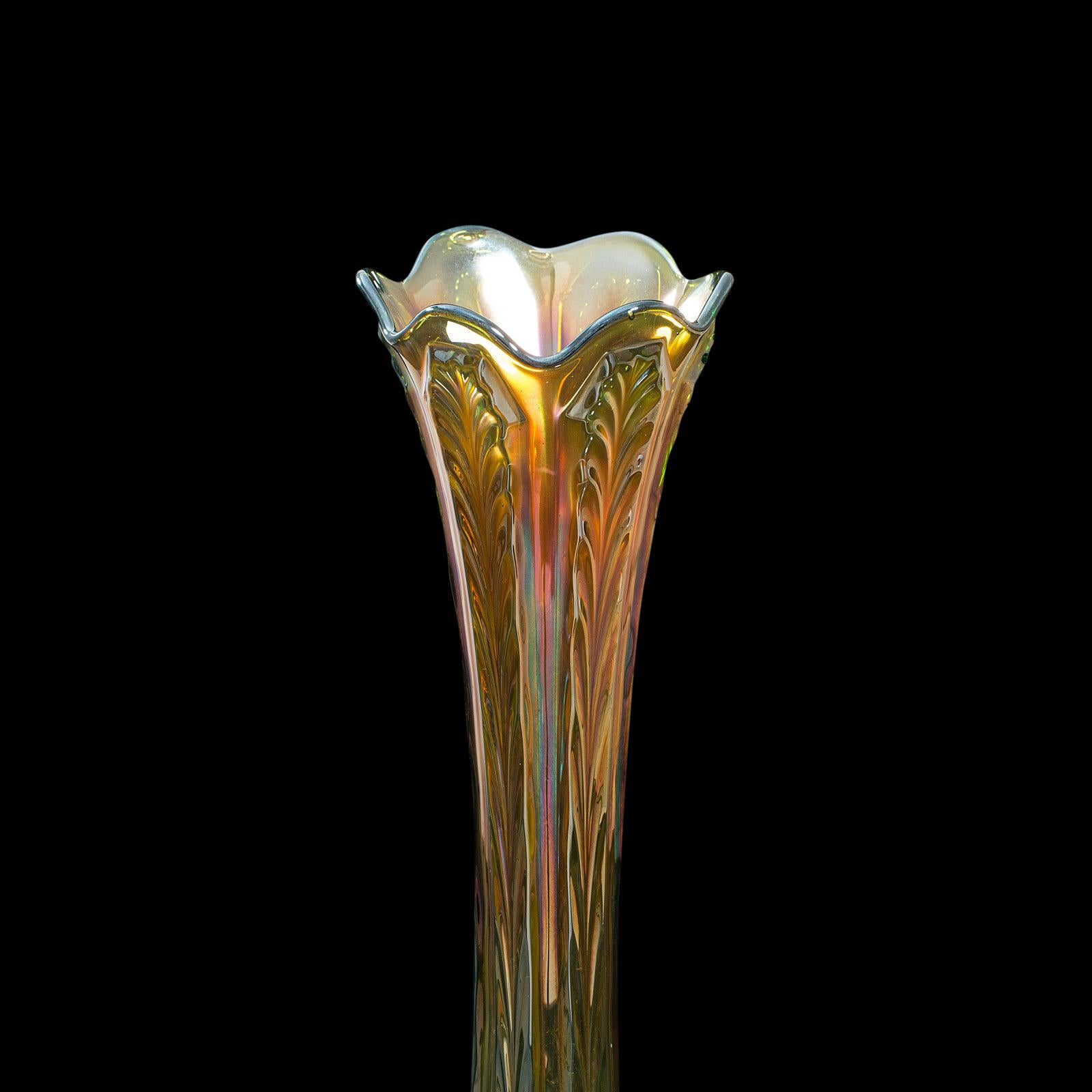 Fine Vintage Carnival Vase, English, Glass, Decorative, Flower, Lustre, C. 1930 3