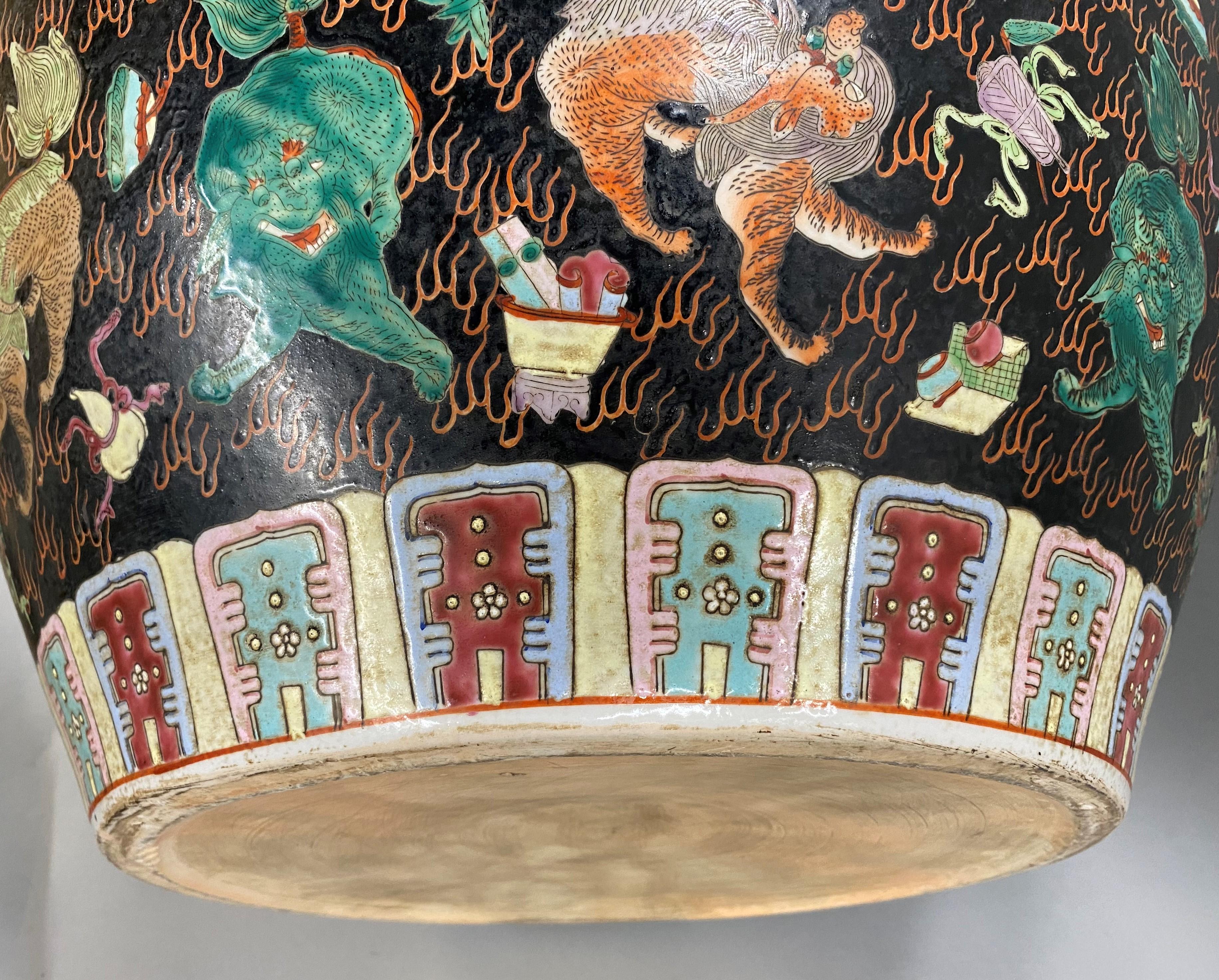 Fine Vintage Chinese Polychrome Porcelain Jardinière or Palace Bowl 5