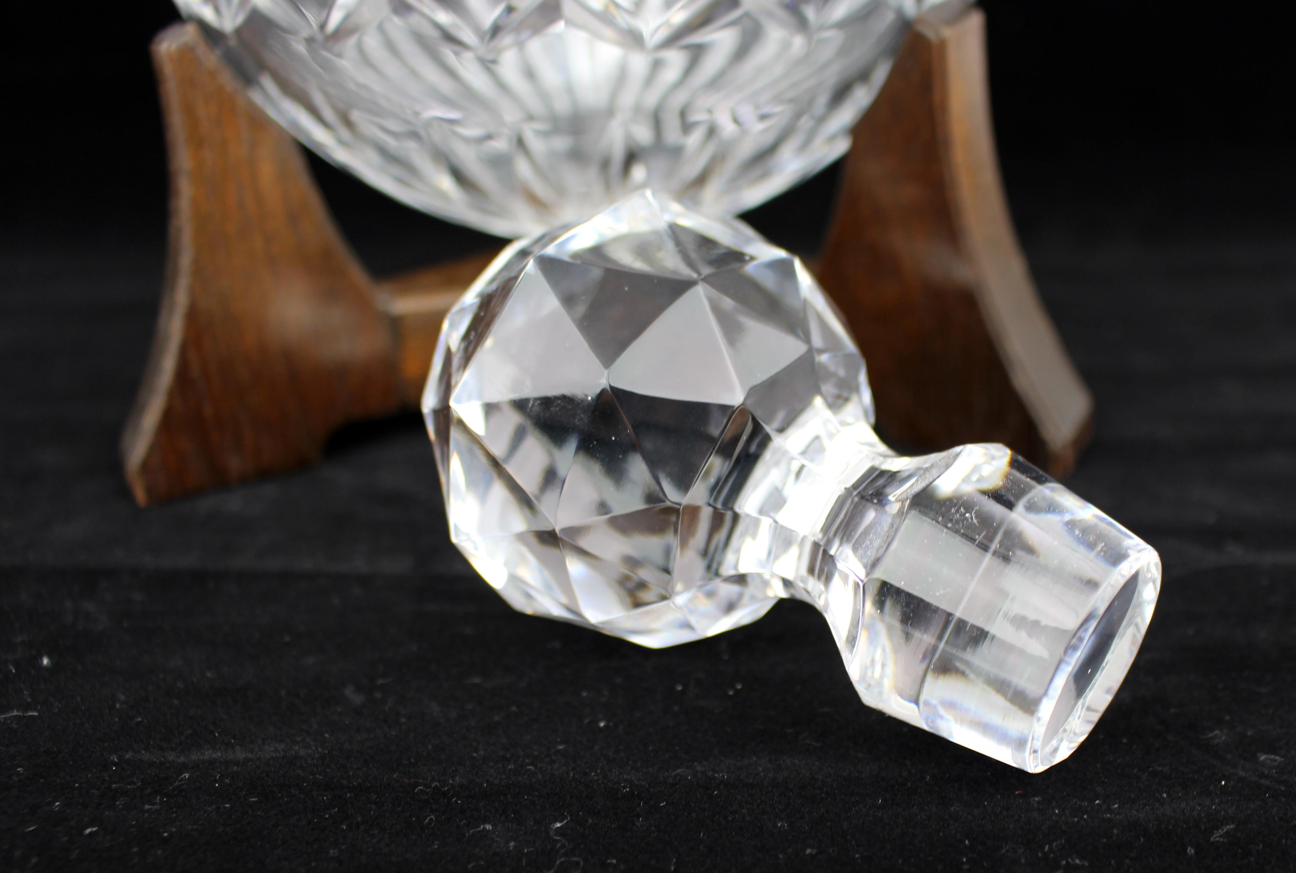 Cut Glass Fine Vintage Crystal Hogget Decanter on Stand For Sale