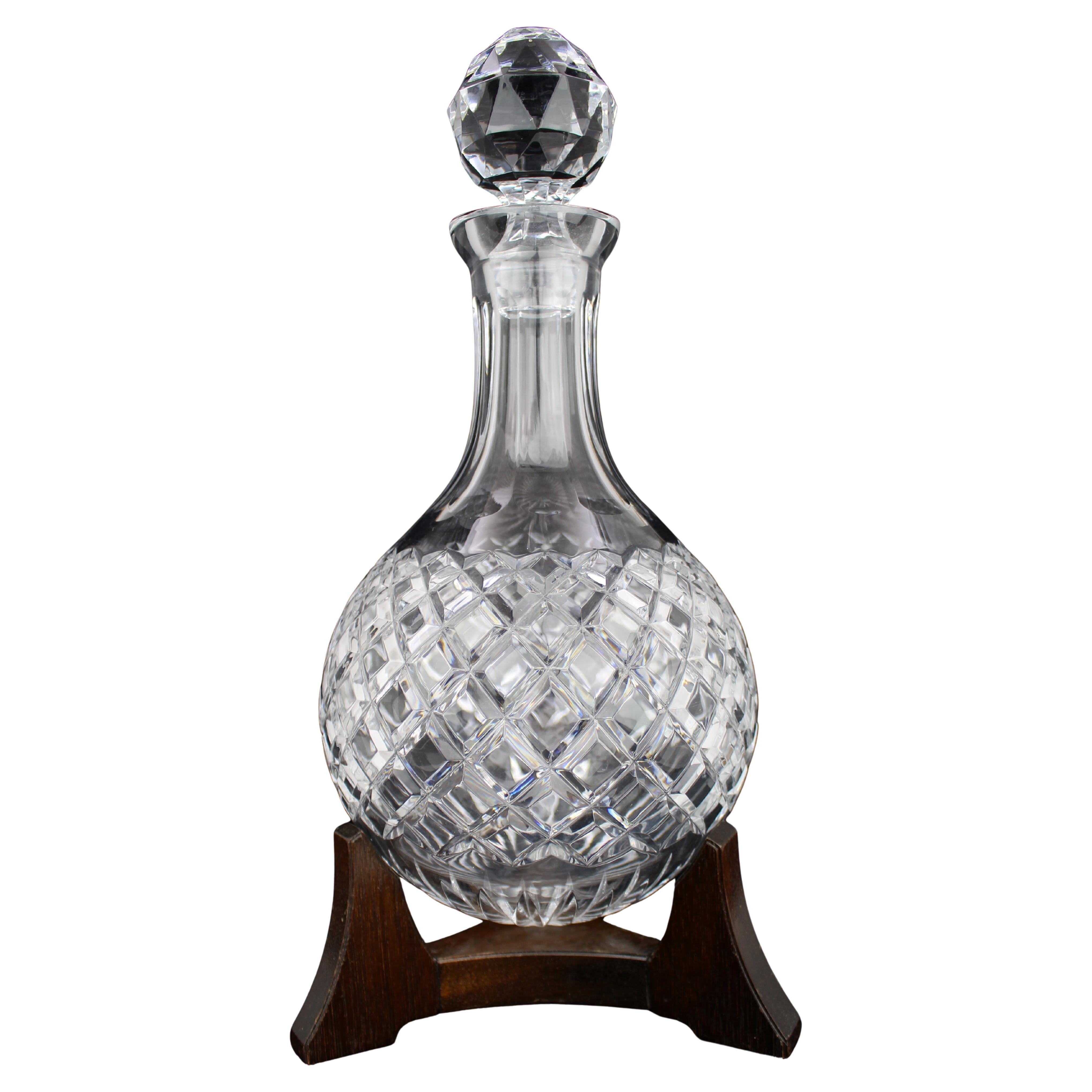 Fine Vintage Crystal Hogget Decanter on Stand For Sale