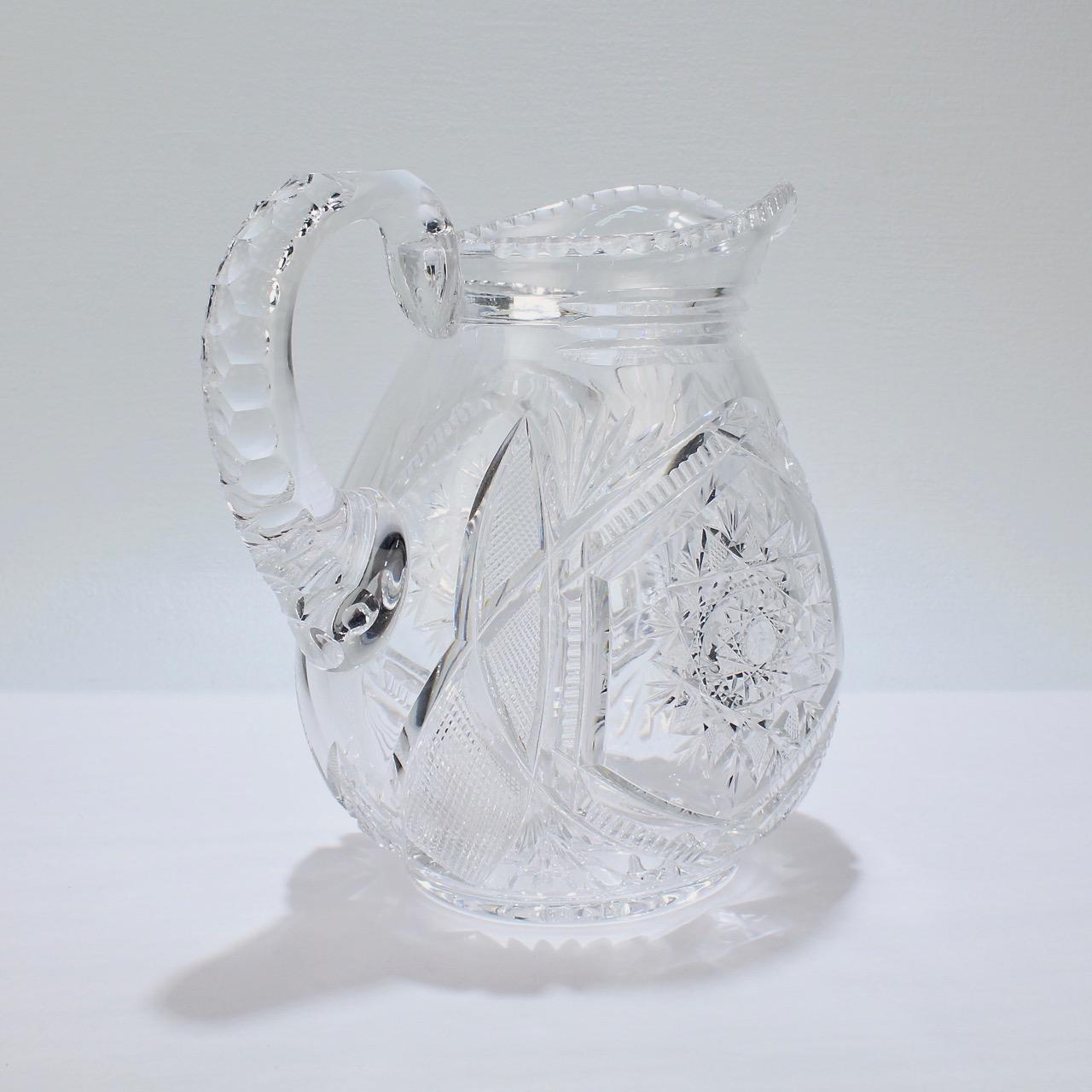 vintage etched glass pitcher