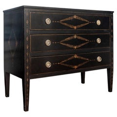 Fine Vintage Ebonized Paint Decorated Chest of Drawers