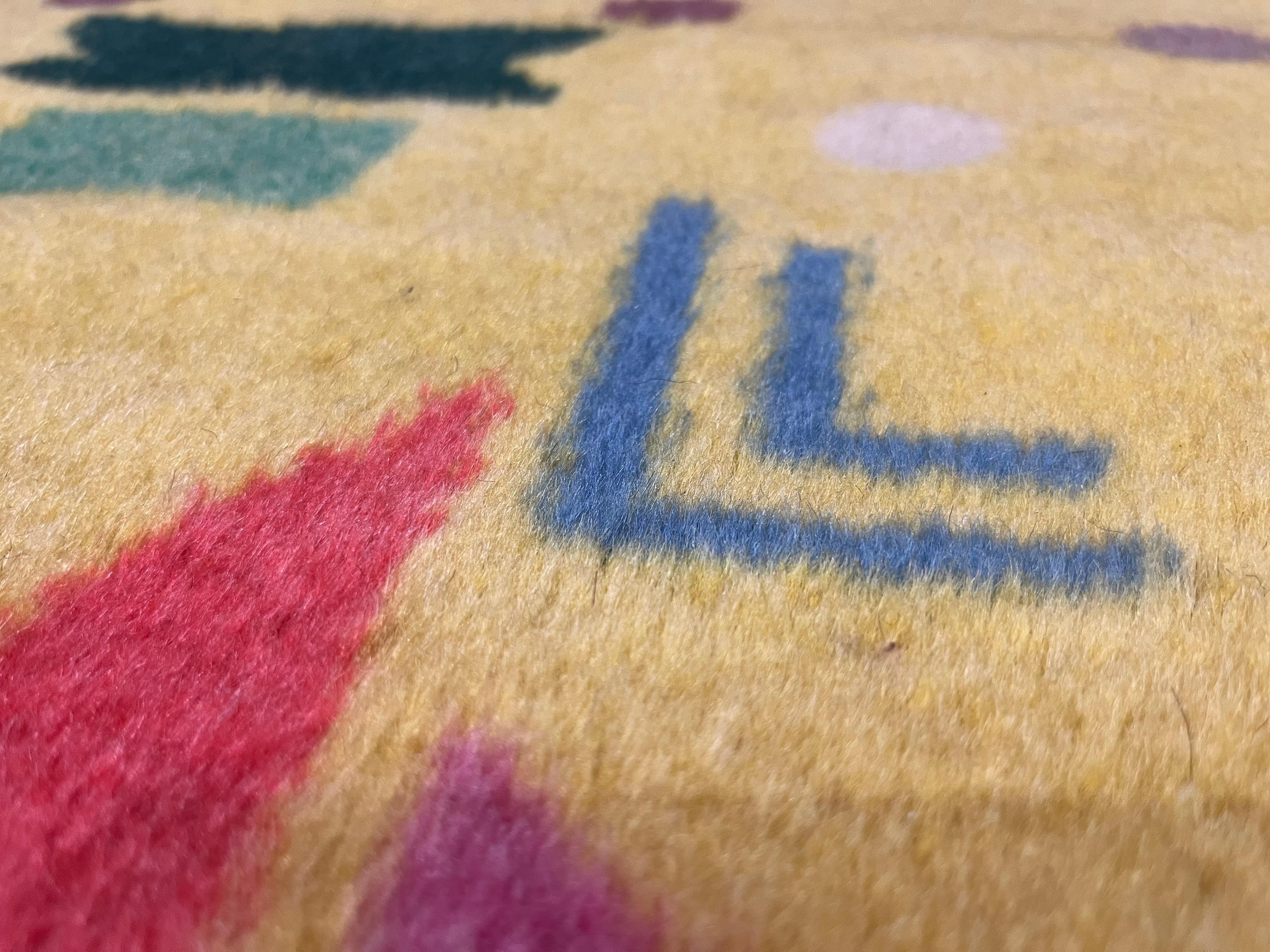 Alfombra de Lana Art Decó Europea Fina Vintage 6'5