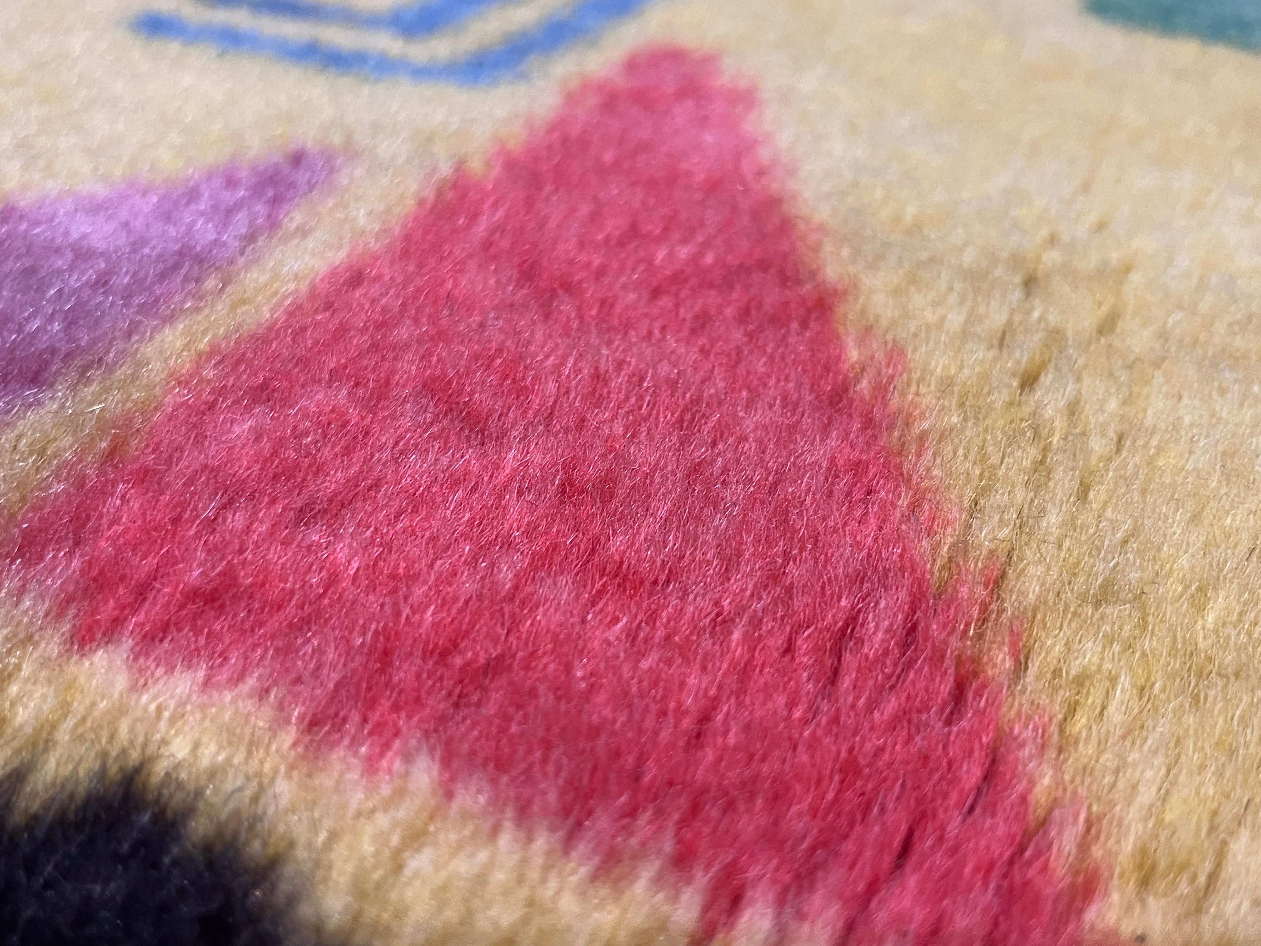 Alfombra de Lana Art Decó Europea Fina Vintage 6'5