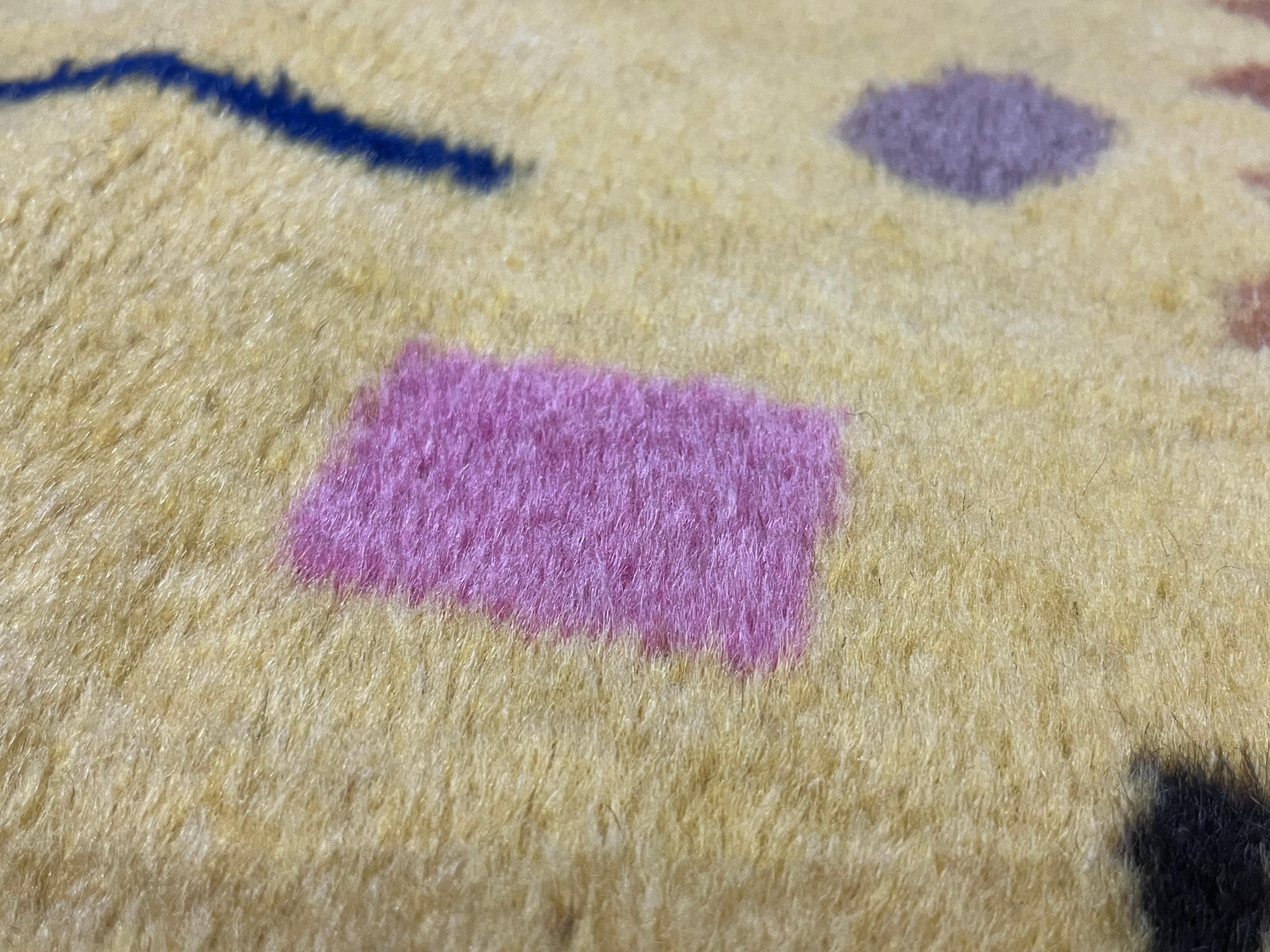 Alfombra de Lana Art Decó Europea Fina Vintage 6'5