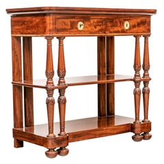 Fino Servidor Elevable Vintage de Caoba Flameada Atribuido a Van Den Bosch