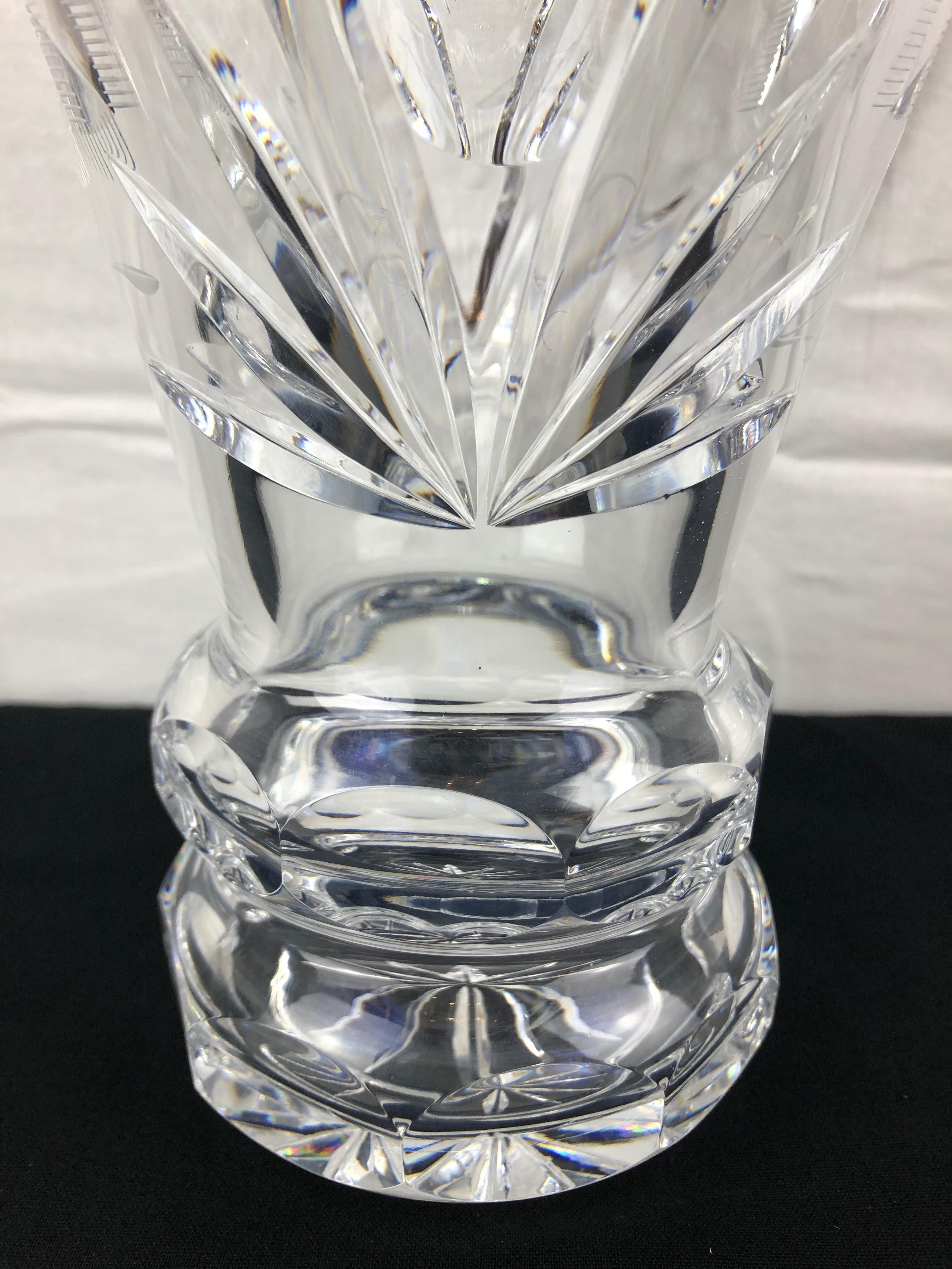 20th Century Midcentury French Hand Cut Crystal Vase  For Sale