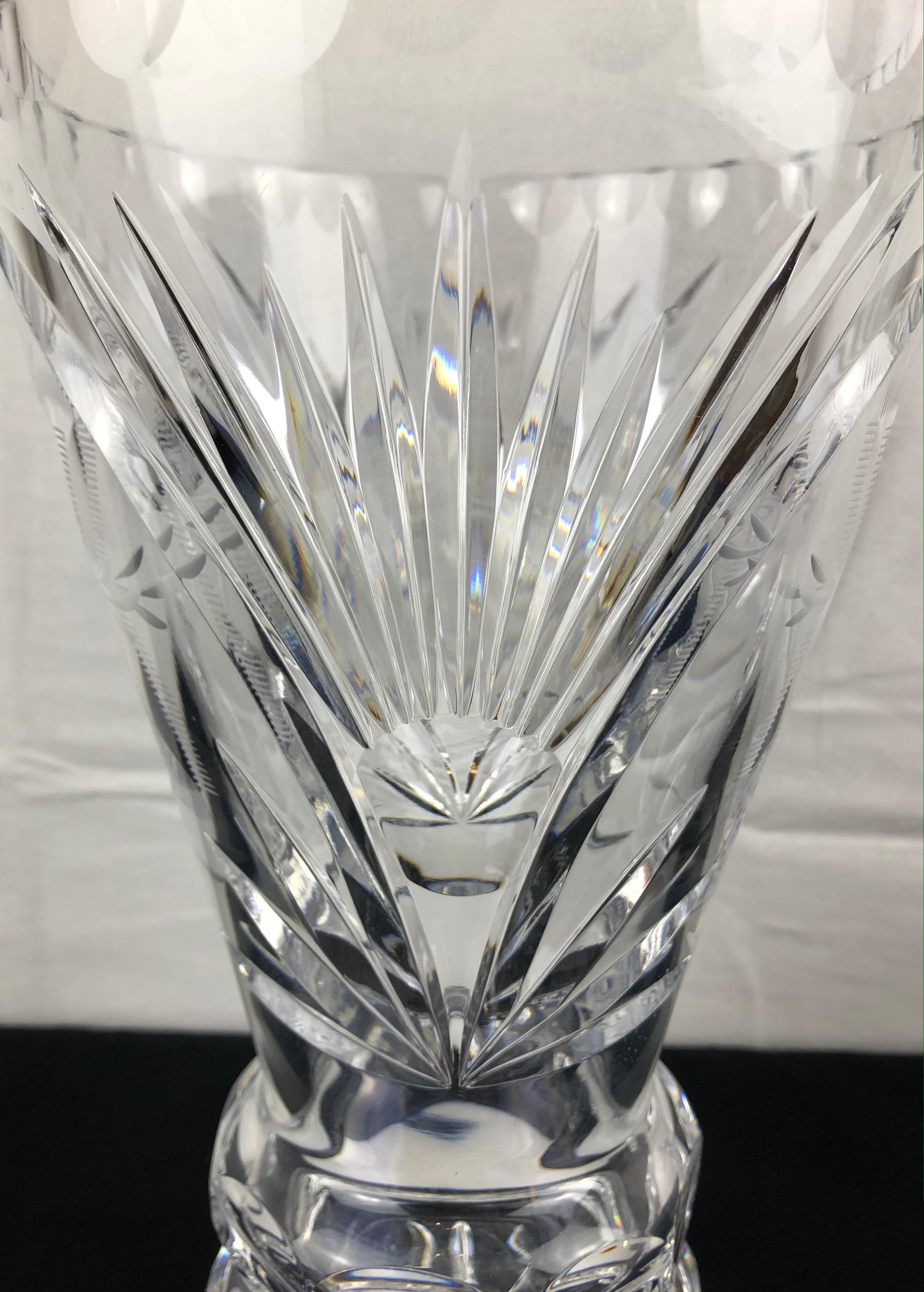 Midcentury French Hand Cut Crystal Vase  For Sale 1