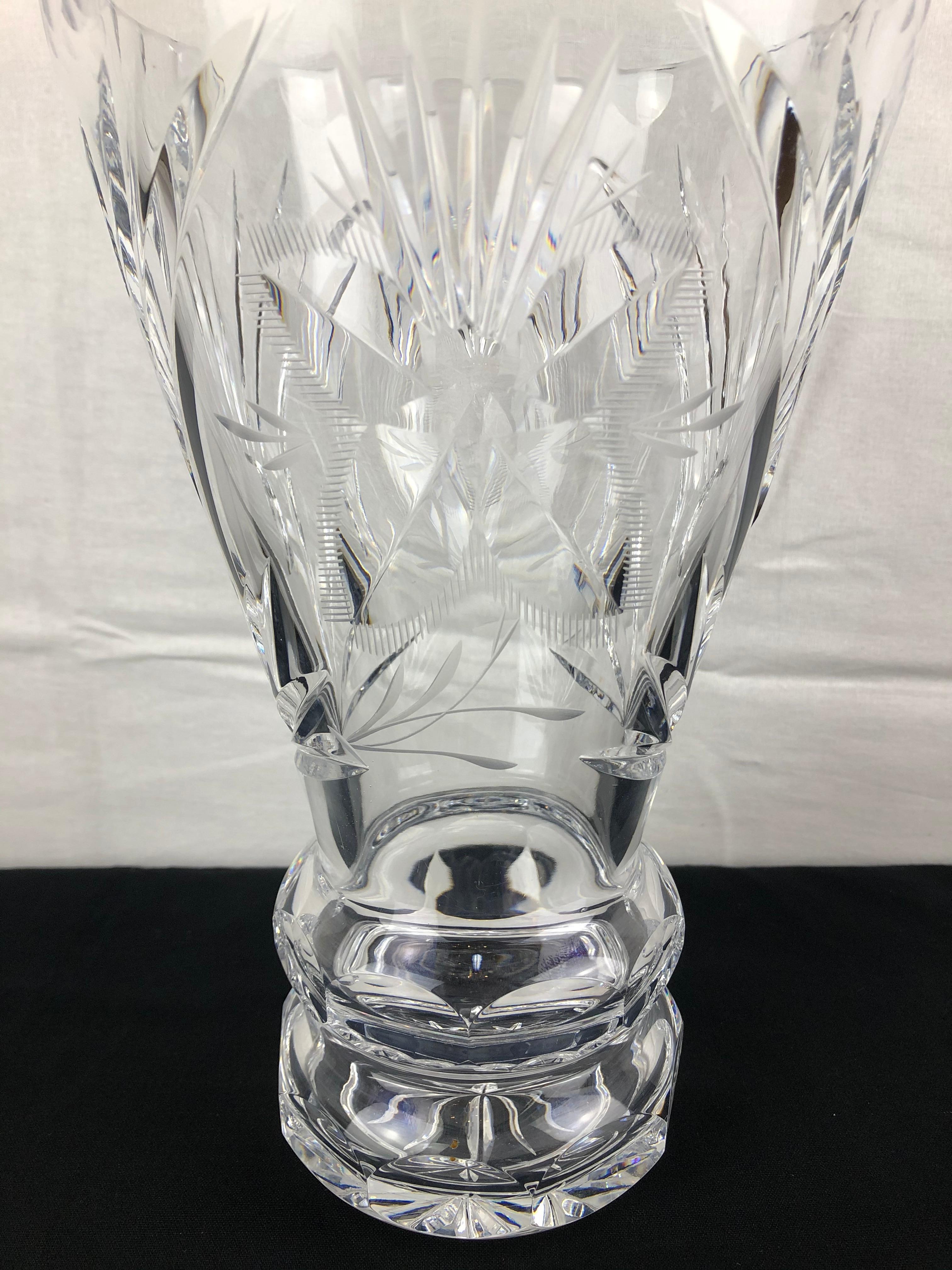 Midcentury French Hand Cut Crystal Vase  For Sale 3