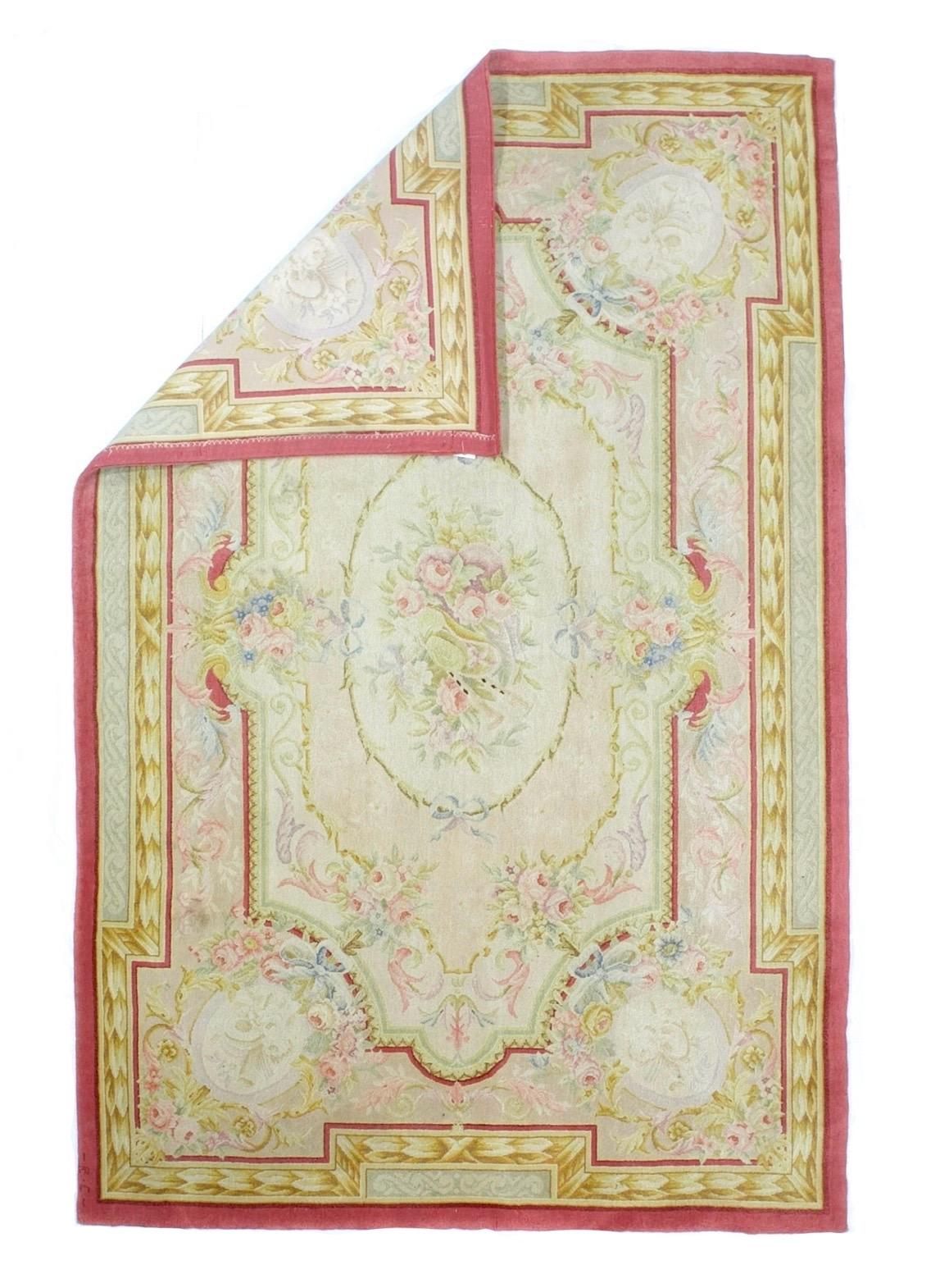 Fina alfombra vintage francesa Savornery 5'10