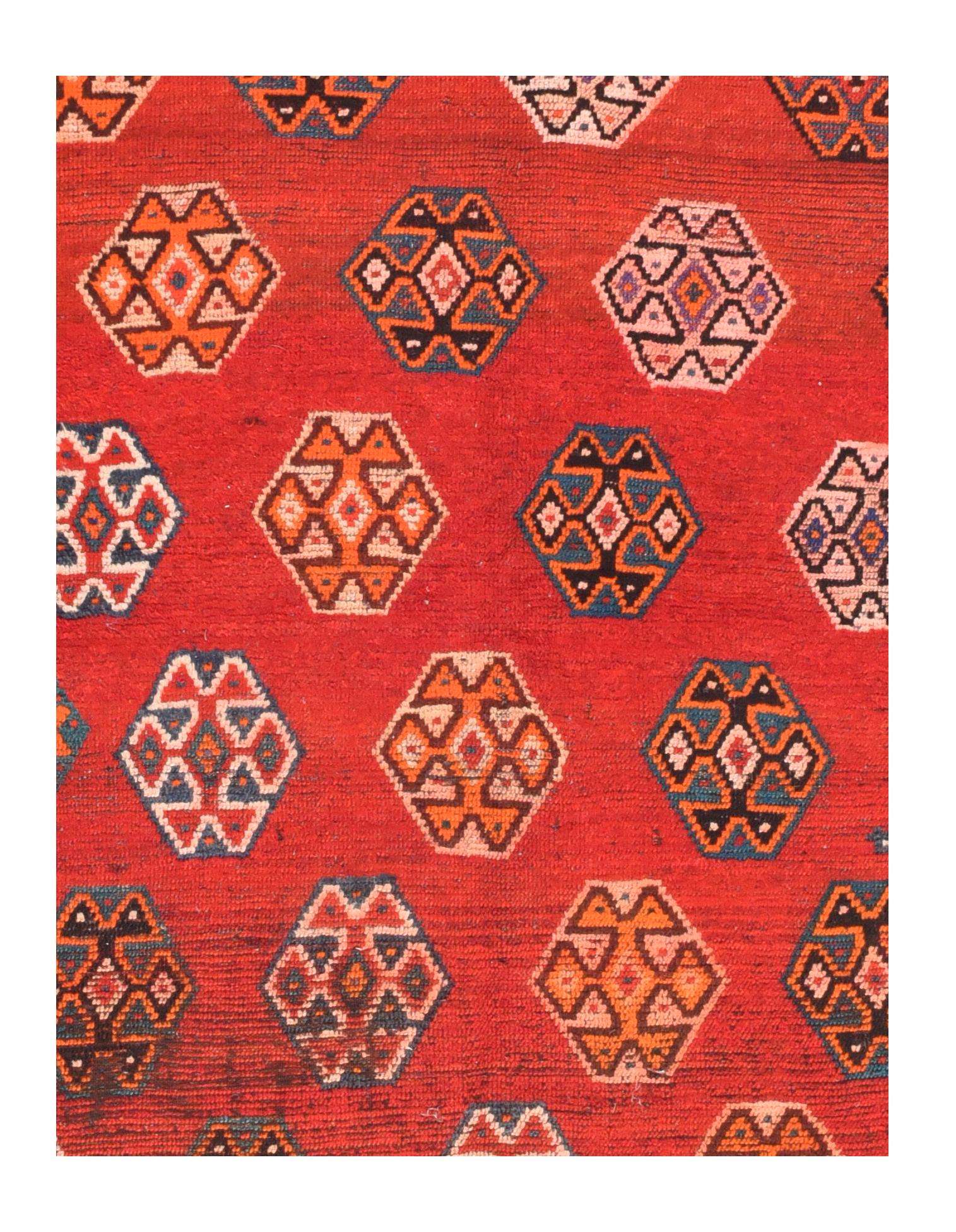 Vintage Persian Gabbeh, hand knotted, circa 1950

Design: Tribal

Gabbeh or gabba (Persian: ????) carpets are a traditional variety of Persian carpet. Gabbeh is known as gava in Kurdish and Luriand is also called khersak (????) in Bakhtiari,