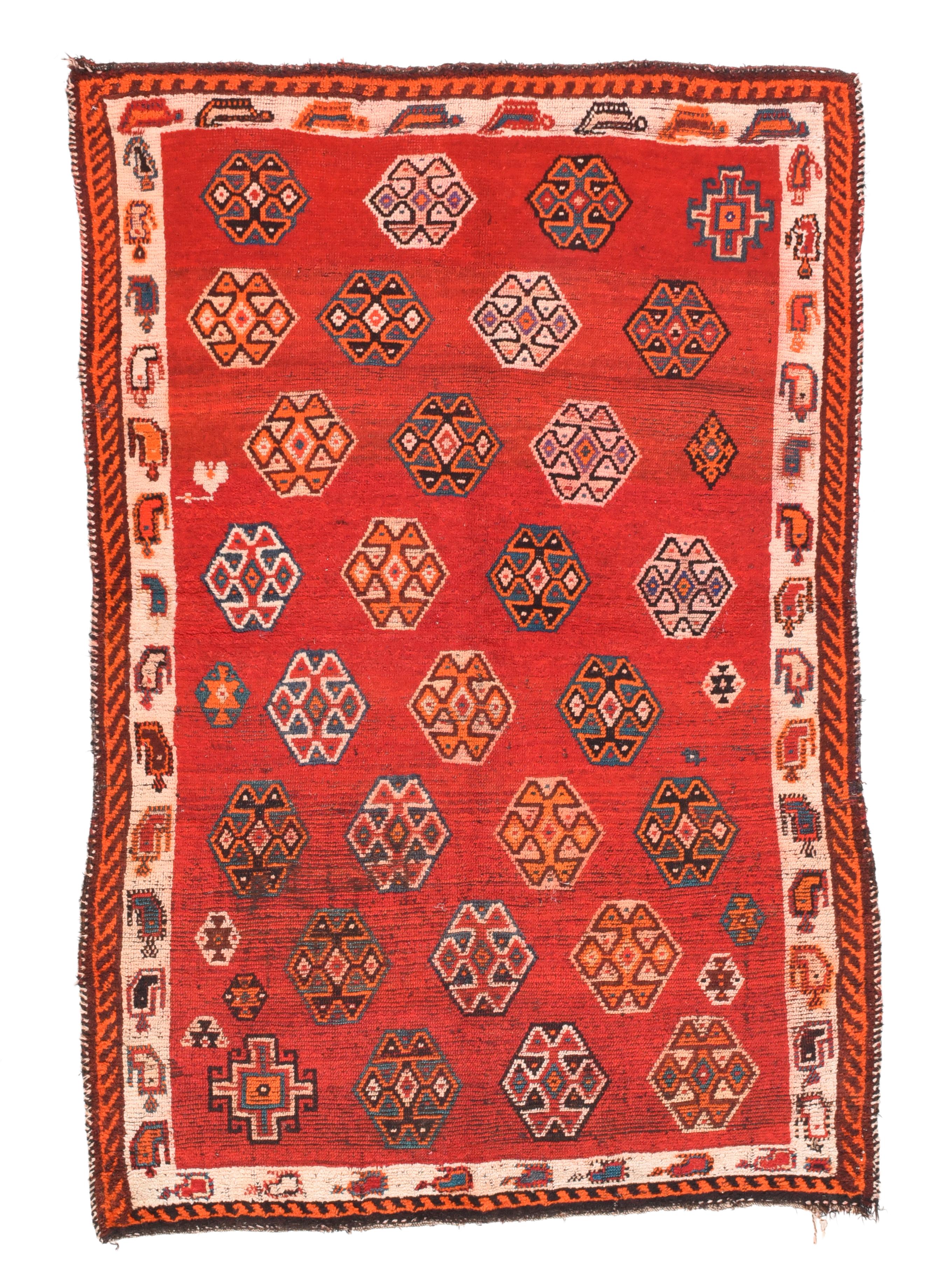 Tribal Vintage Persian Gabbeh, Hand Knotted, circa 1950