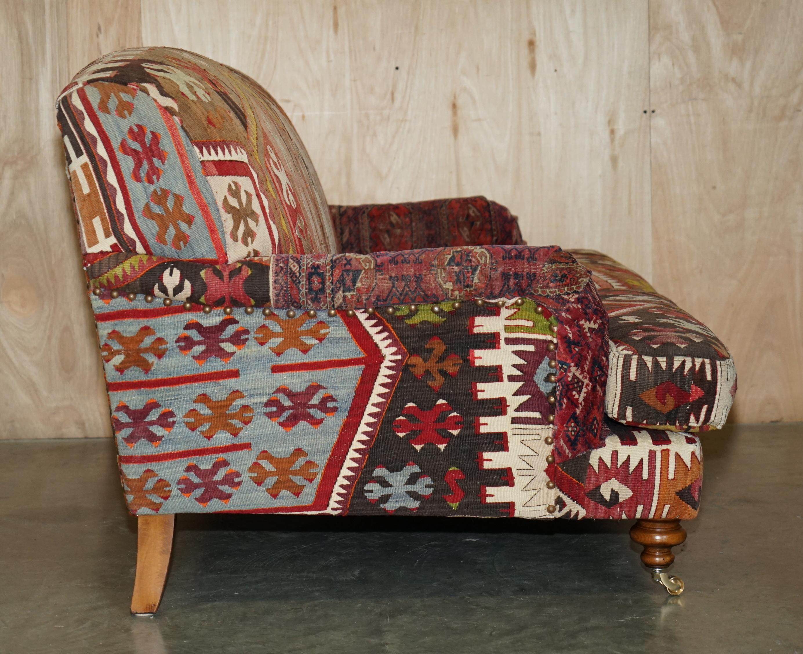 FINE ViNTAGE GEORGE SMITH HOWARD & SON'S STYLE KILIM UPHOLSTERED TWO SEATER SOFA 6
