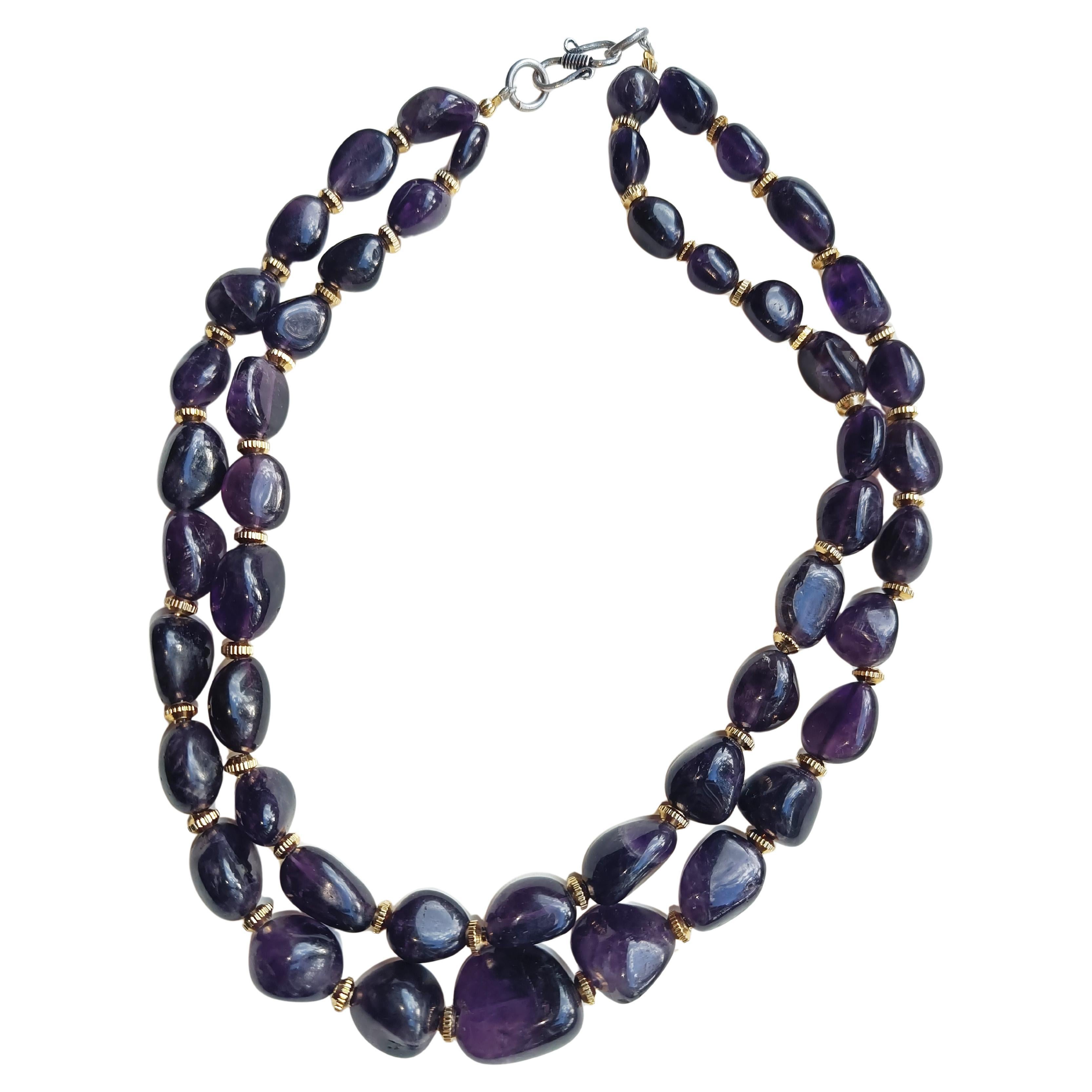 Fine Vintage graduated Amethyst Gemstone Necklace Indian Middle Eastern Jewelry