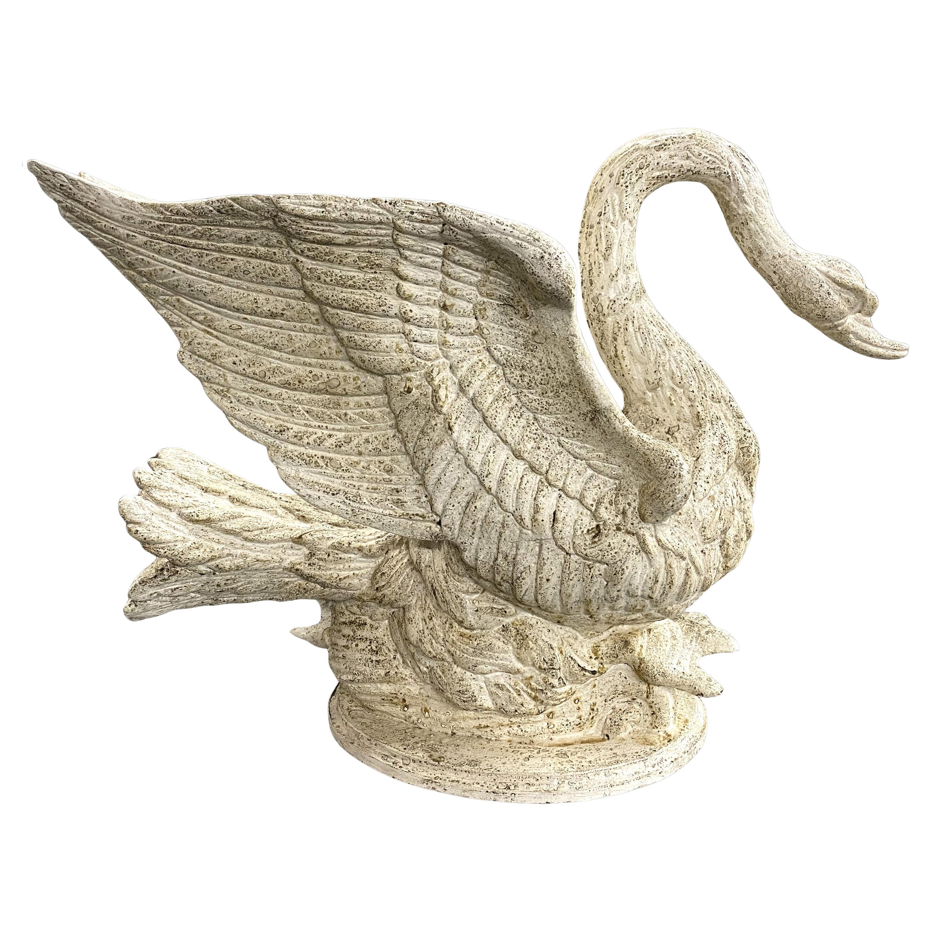 Fine Vintage Hand Carved & White Painted Wooden Swan Centerpiece