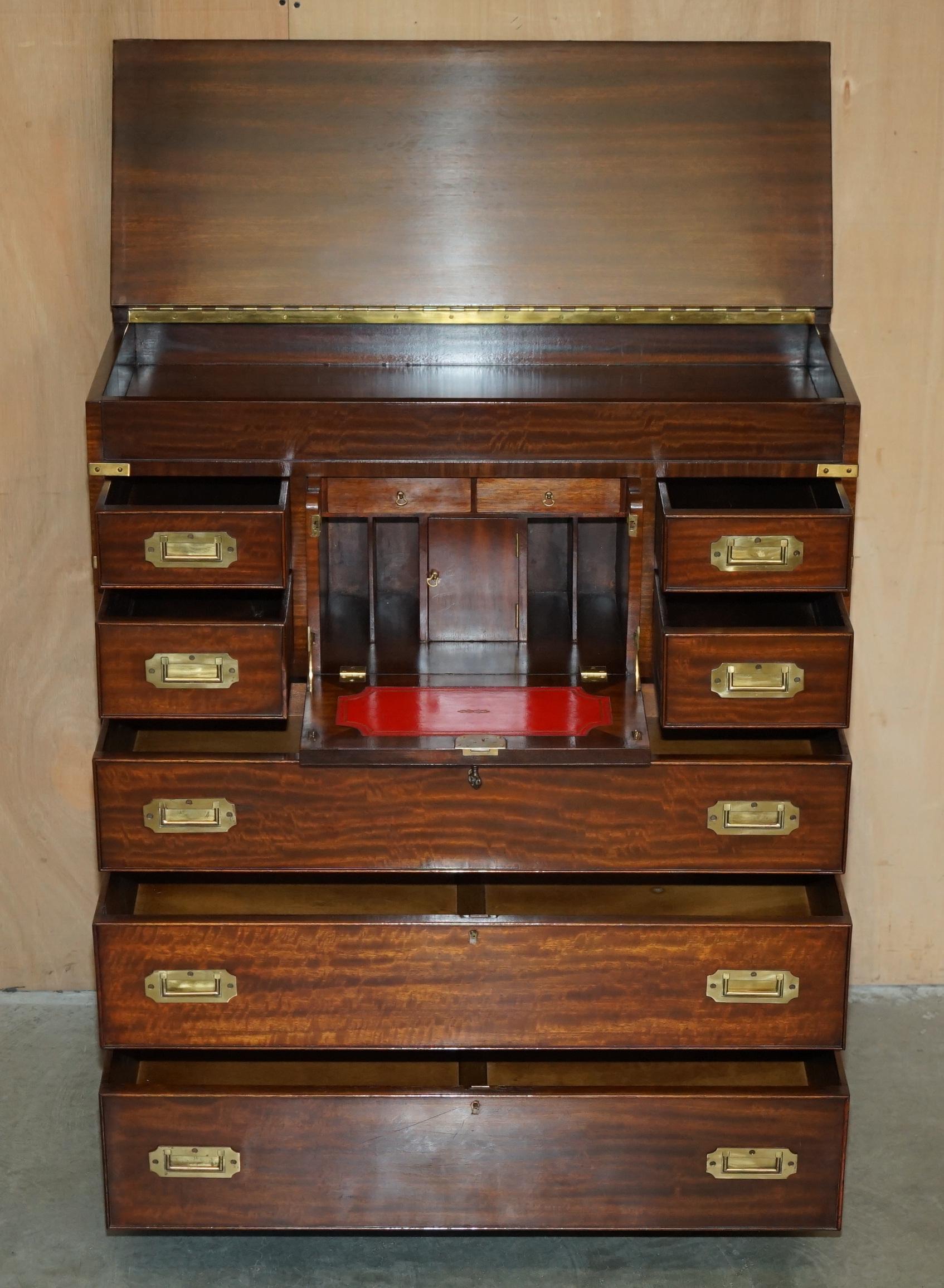 FINE CASSETTIERA MILITARE D'EPOCA IN OTTONE E PELLE OXBLOOD, d'epoca, con cassettiera in ottone e pelle. in vendita 6