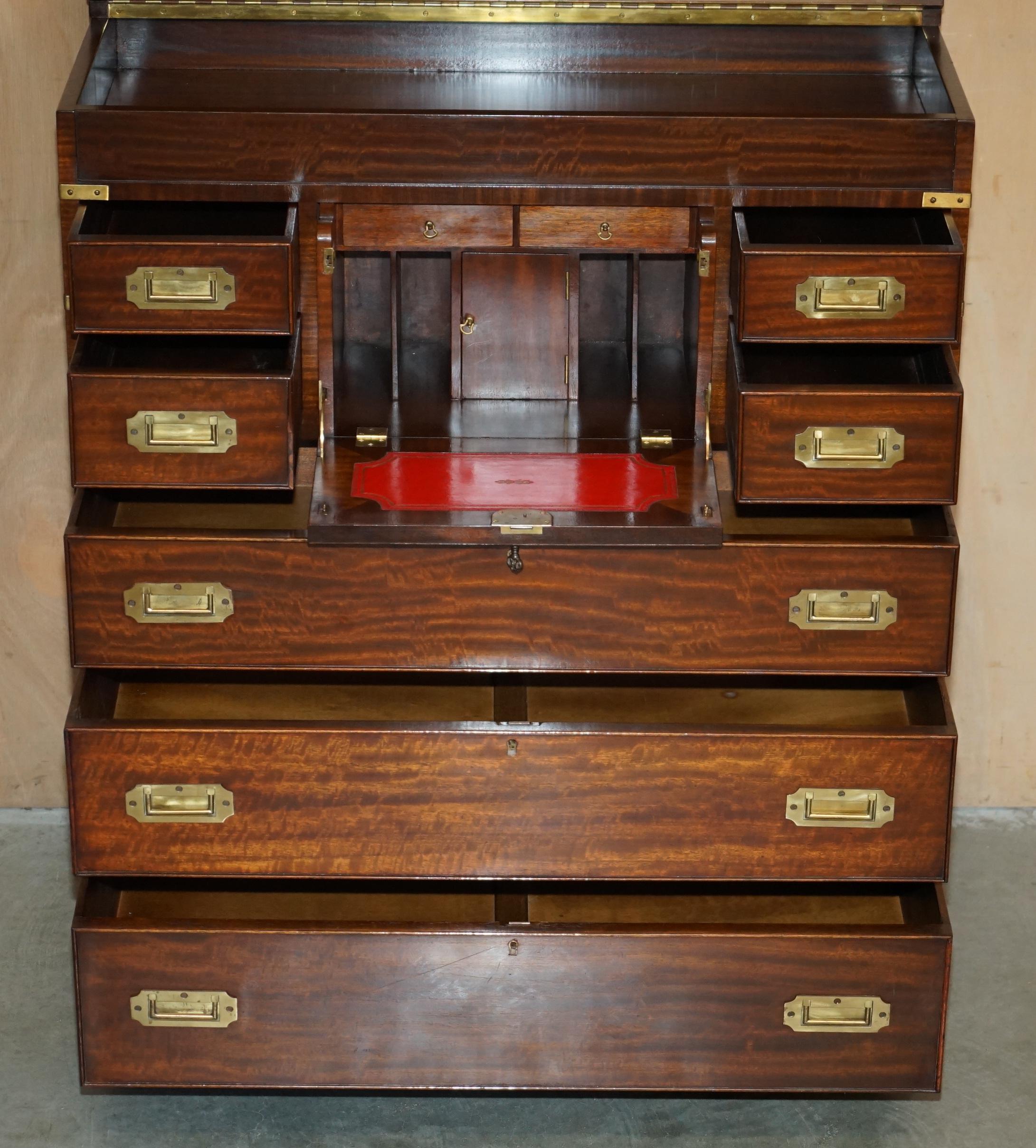FINE CASSETTIERA MILITARE D'EPOCA IN OTTONE E PELLE OXBLOOD, d'epoca, con cassettiera in ottone e pelle. in vendita 7