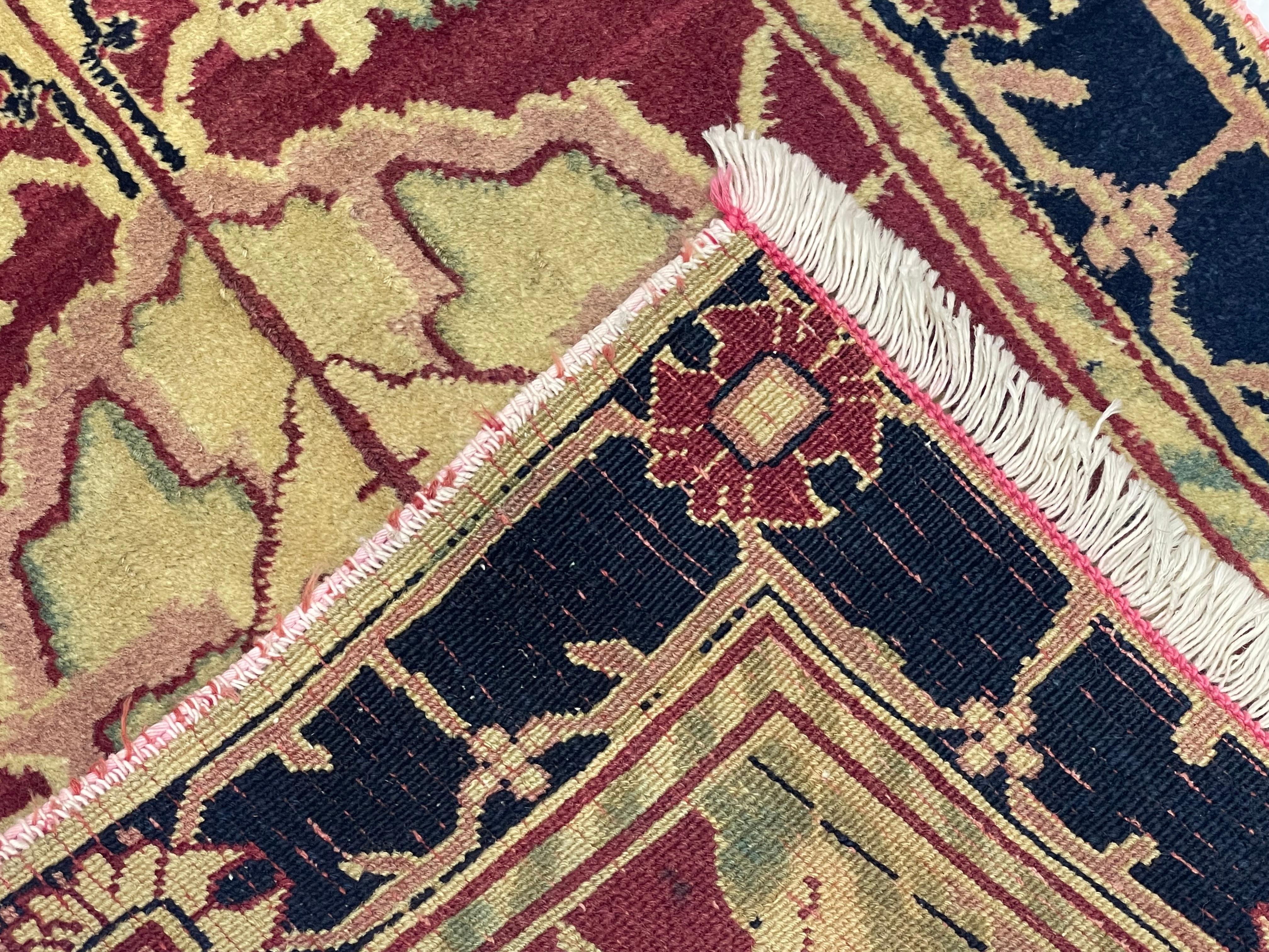 Fin Vintage Indian Agra Short Wool Runner 1'9 x 5'5 en vente 1